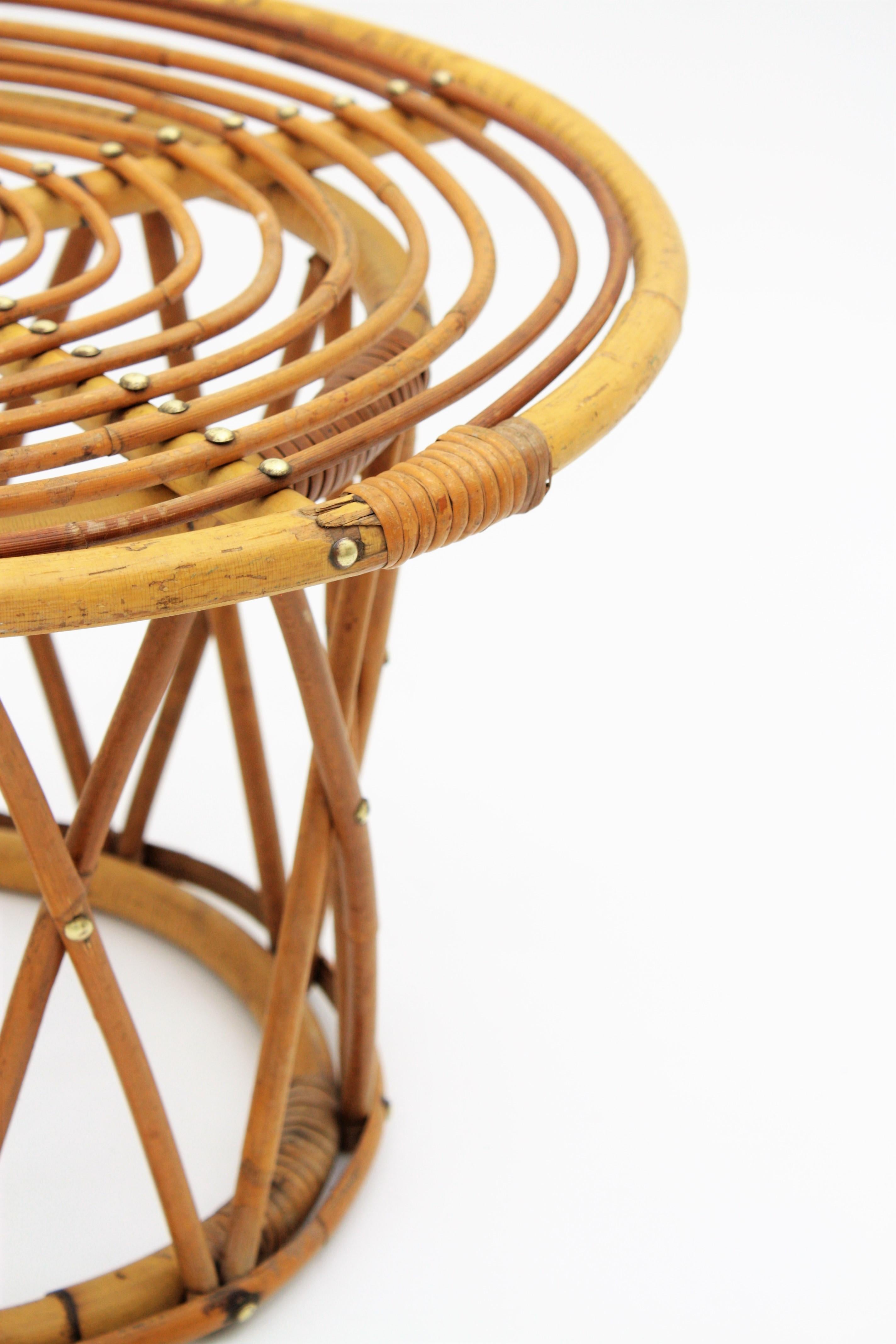 Rattan Bamboo SideTable in the Style of Franco Albini 3