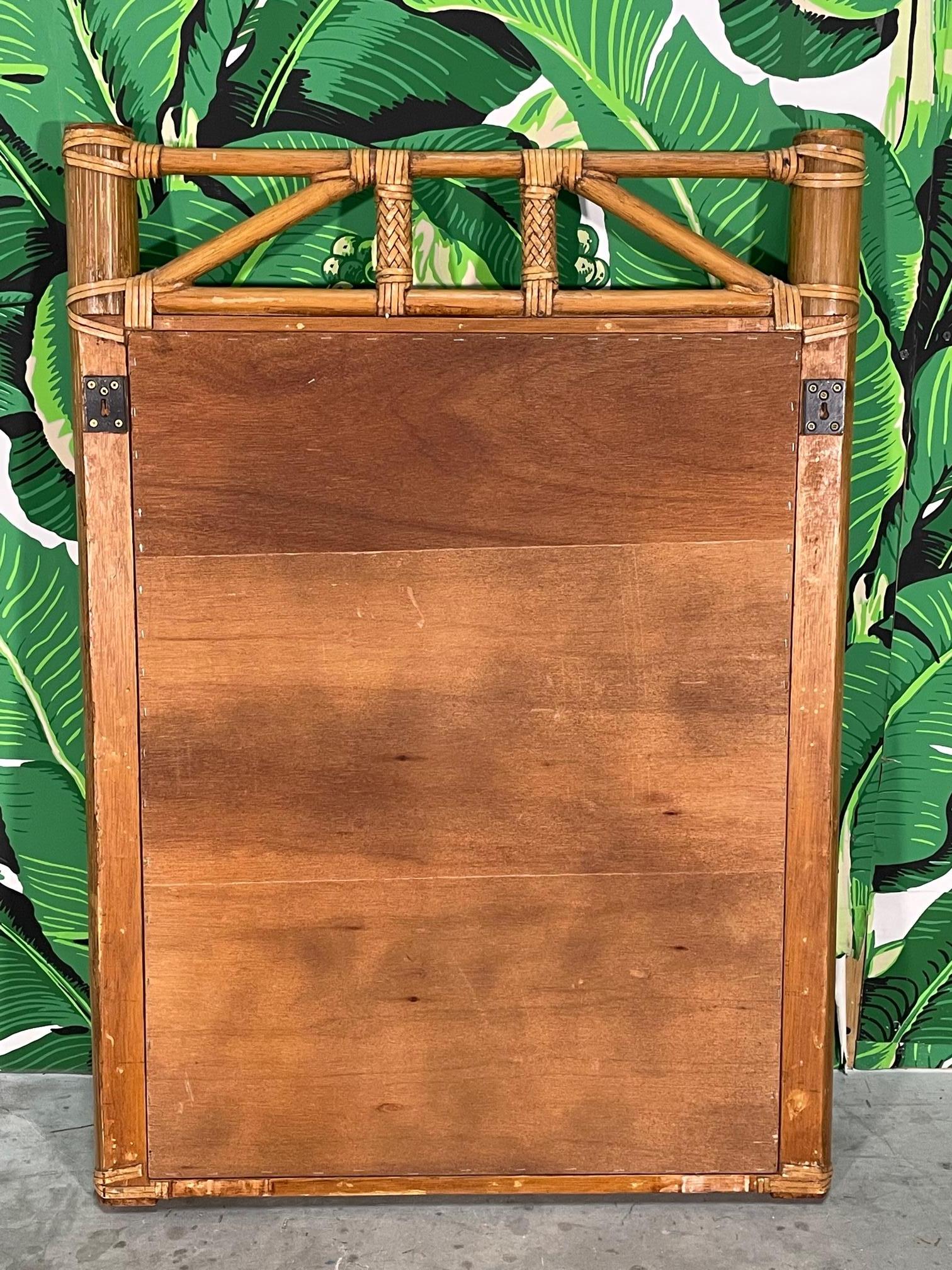 Late 20th Century Rattan and Bamboo Fretwork Wall Mirror