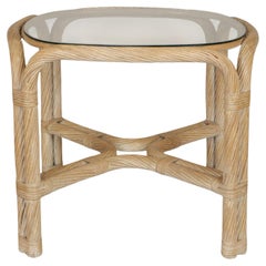 Rattan and Bamboo Glass Top Side Table Rattan and Bamboo Glass Top Side Table