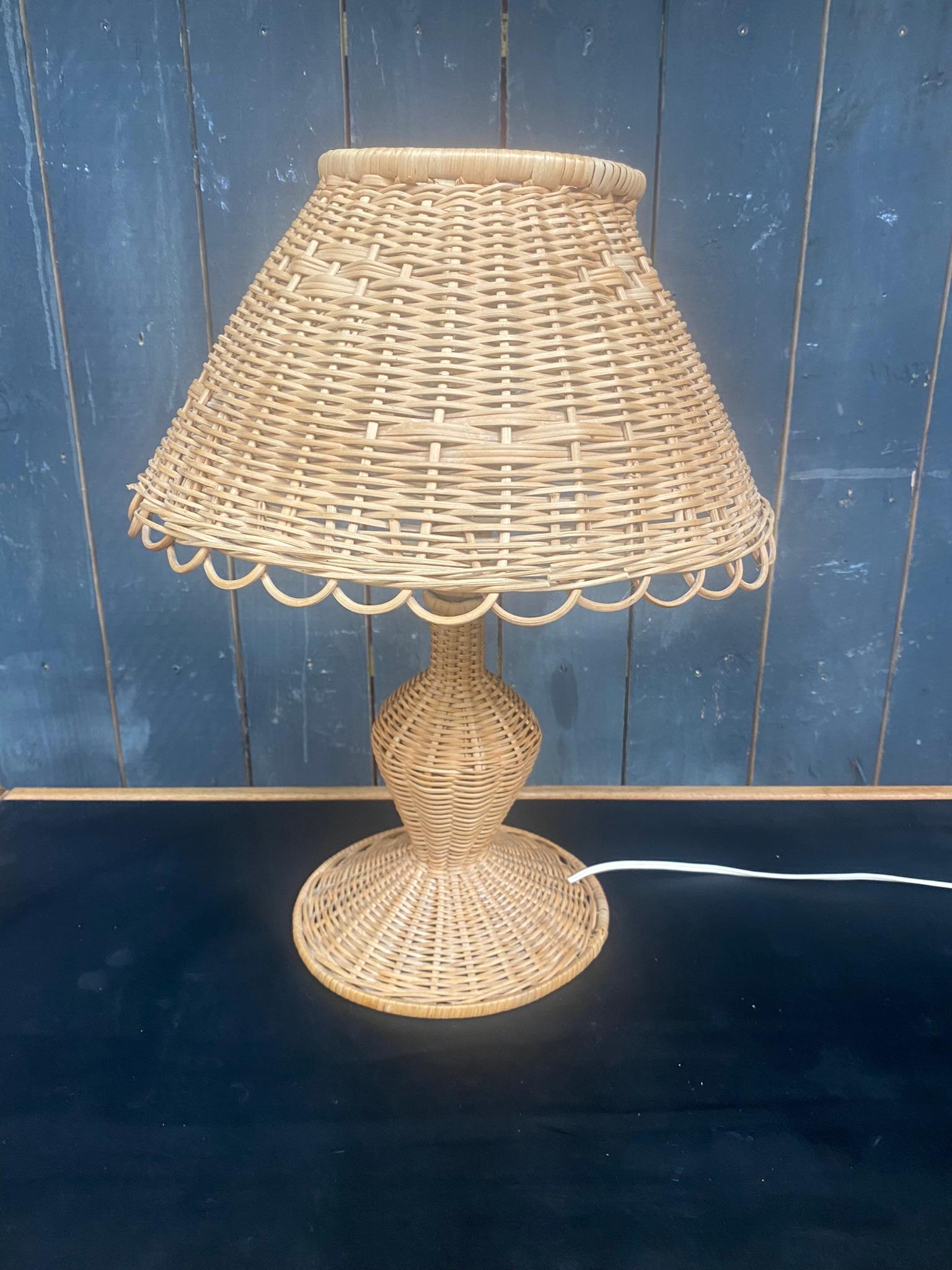 Rattan and Bamboo Lamp, circa 1950-1960 For Sale 4