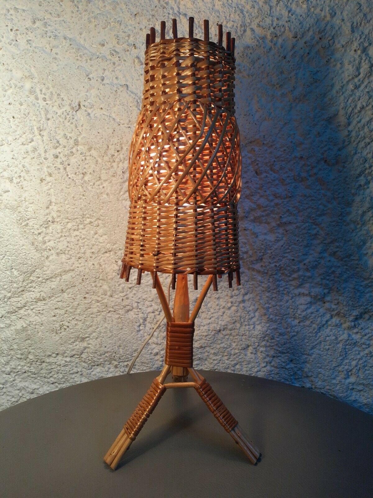 Rattan and Bamboo Lamp, circa 1950-1960 6