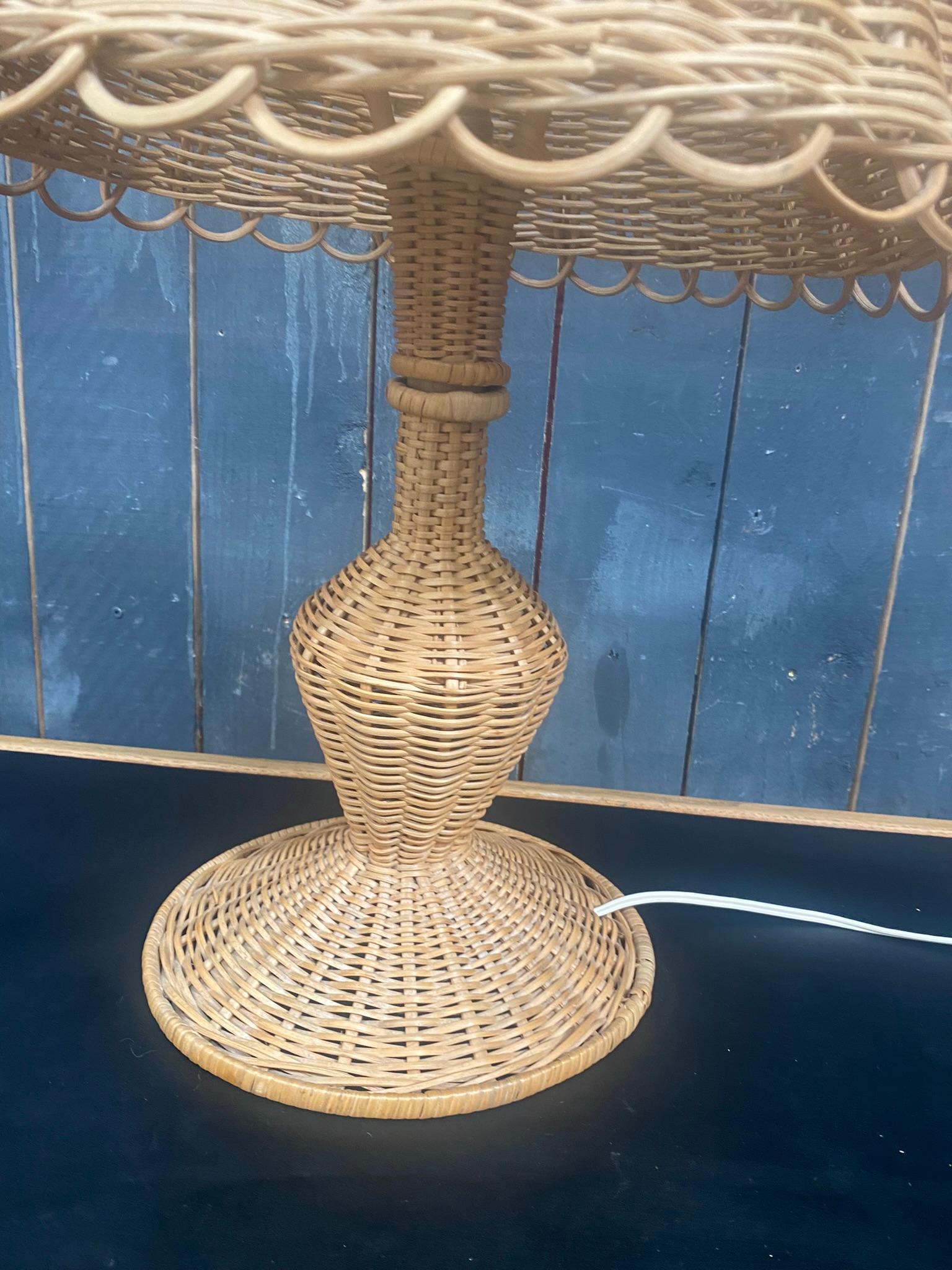 Rattan and Bamboo Lamp, circa 1950-1960 For Sale 6