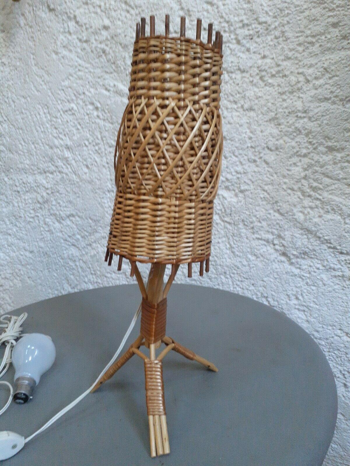 Rattan and bamboo lamp, circa 1950-1960.