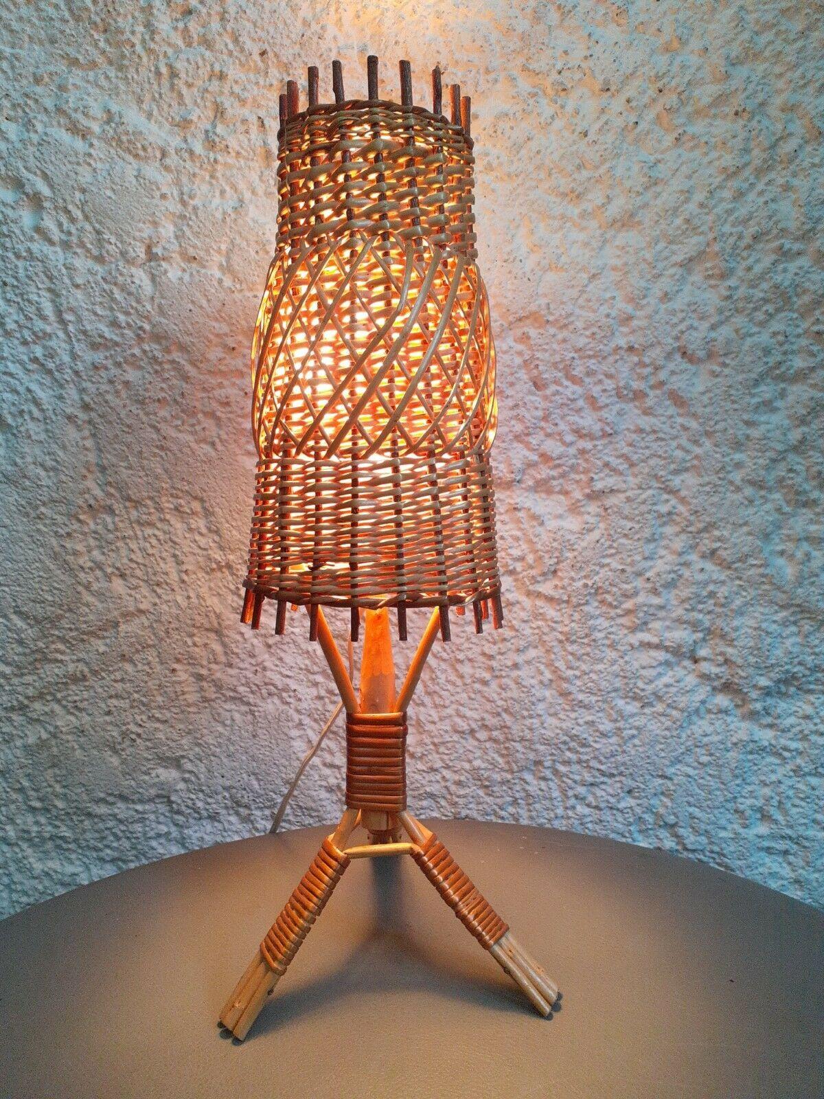 Mid-Century Modern Rattan and Bamboo Lamp, circa 1950-1960
