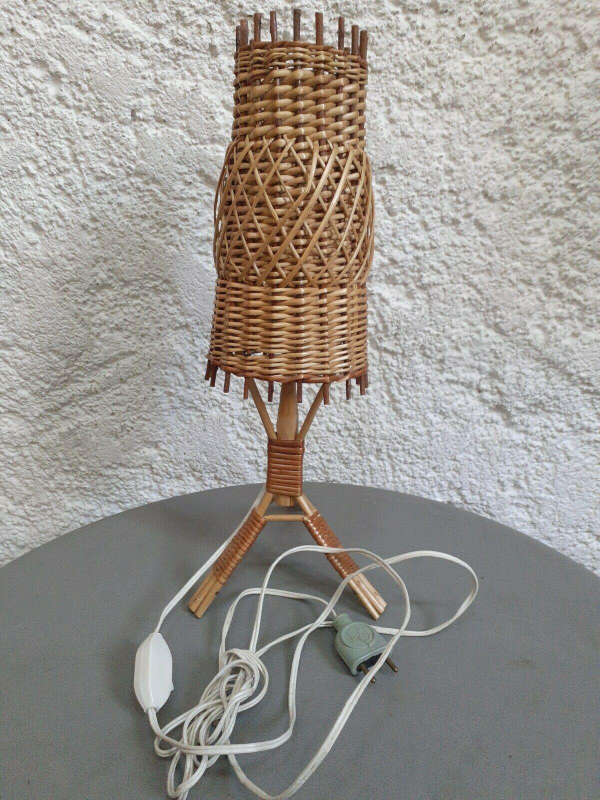 French Rattan and Bamboo Lamp, circa 1950-1960