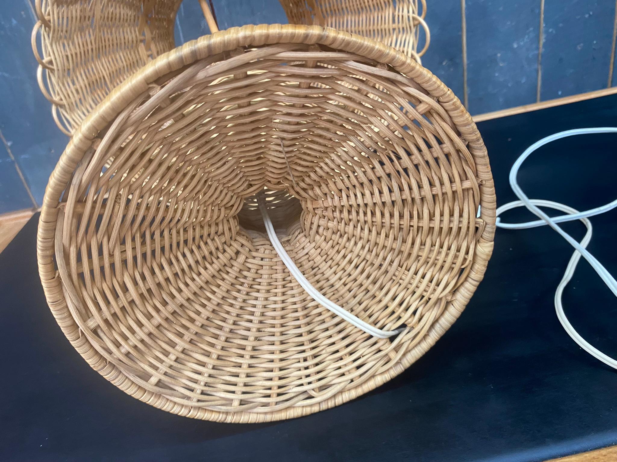 Rattan and Bamboo Lamp, circa 1950-1960 For Sale 2