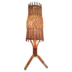 Rattan and Bamboo Lamp, circa 1950-1960