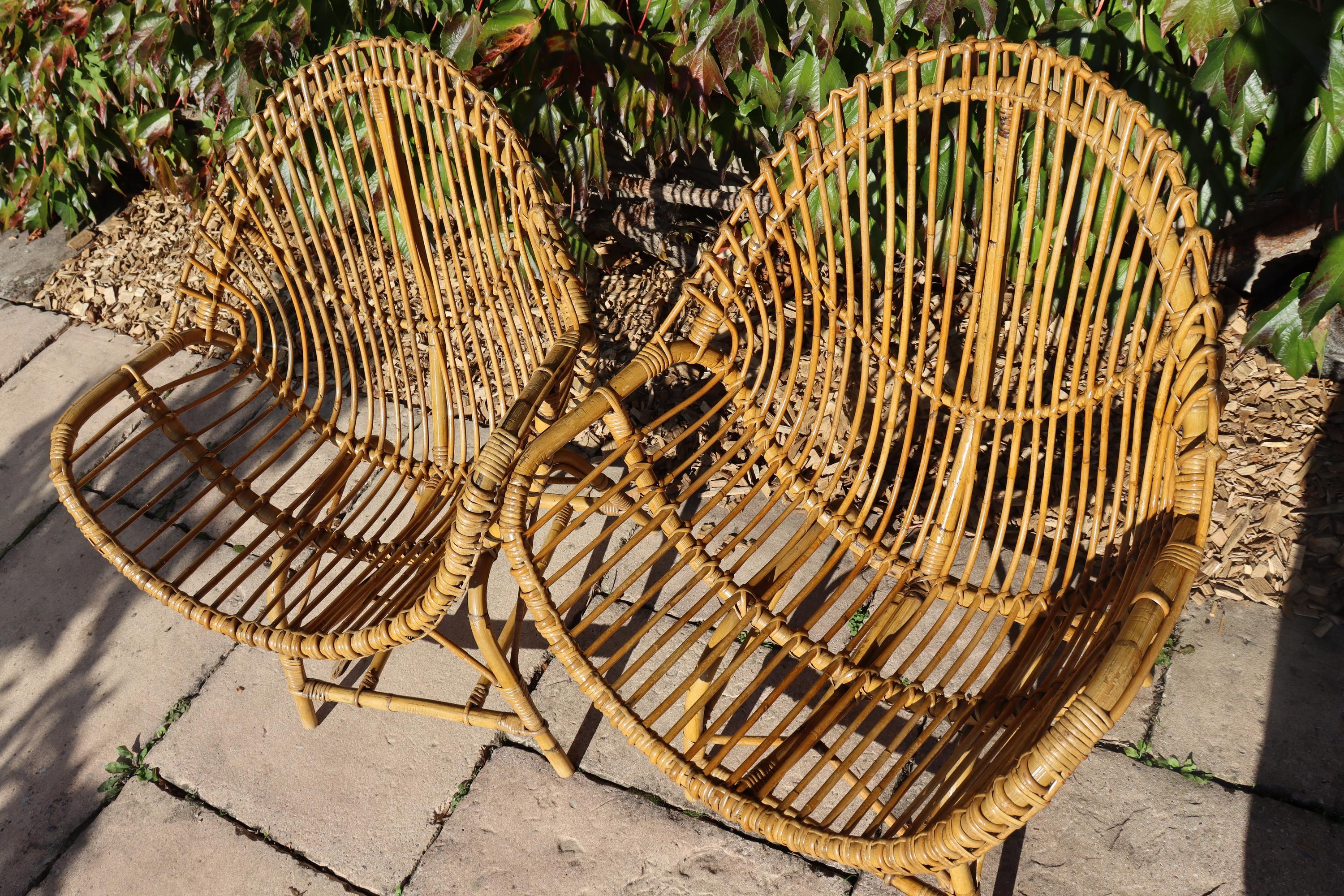 Rattan And Bamboo Lounge Set, Italy, 1960s, Attributed To Franco Albini im Angebot 4