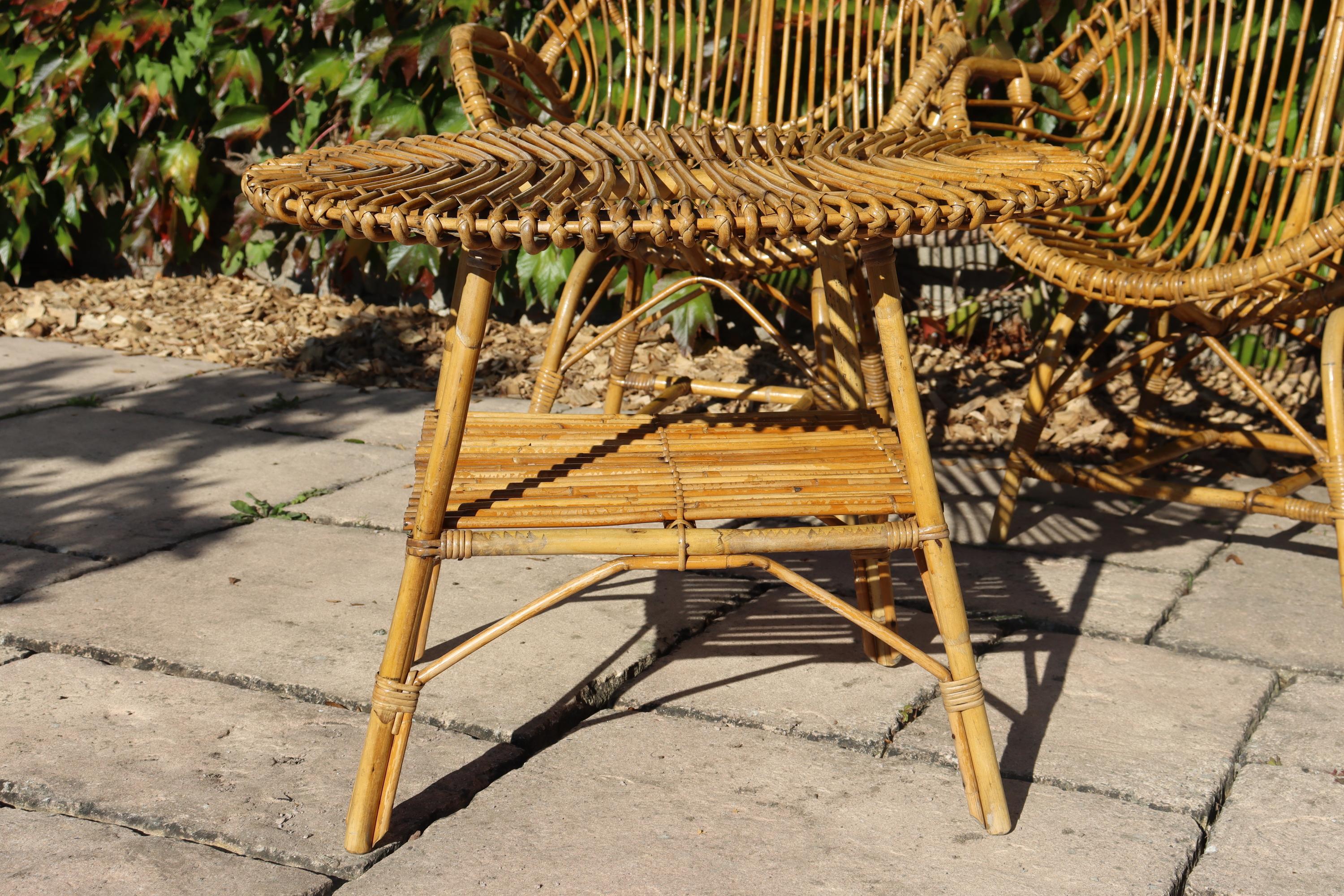 Rattan And Bamboo Lounge Set, Italy, 1960s, Attributed To Franco Albini im Angebot 5