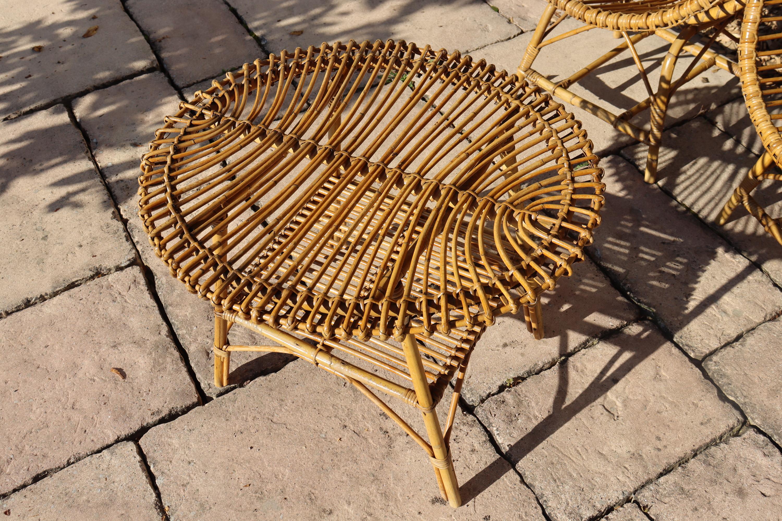 Rattan And Bamboo Lounge Set, Italy, 1960s, Attributed To Franco Albini im Angebot 6