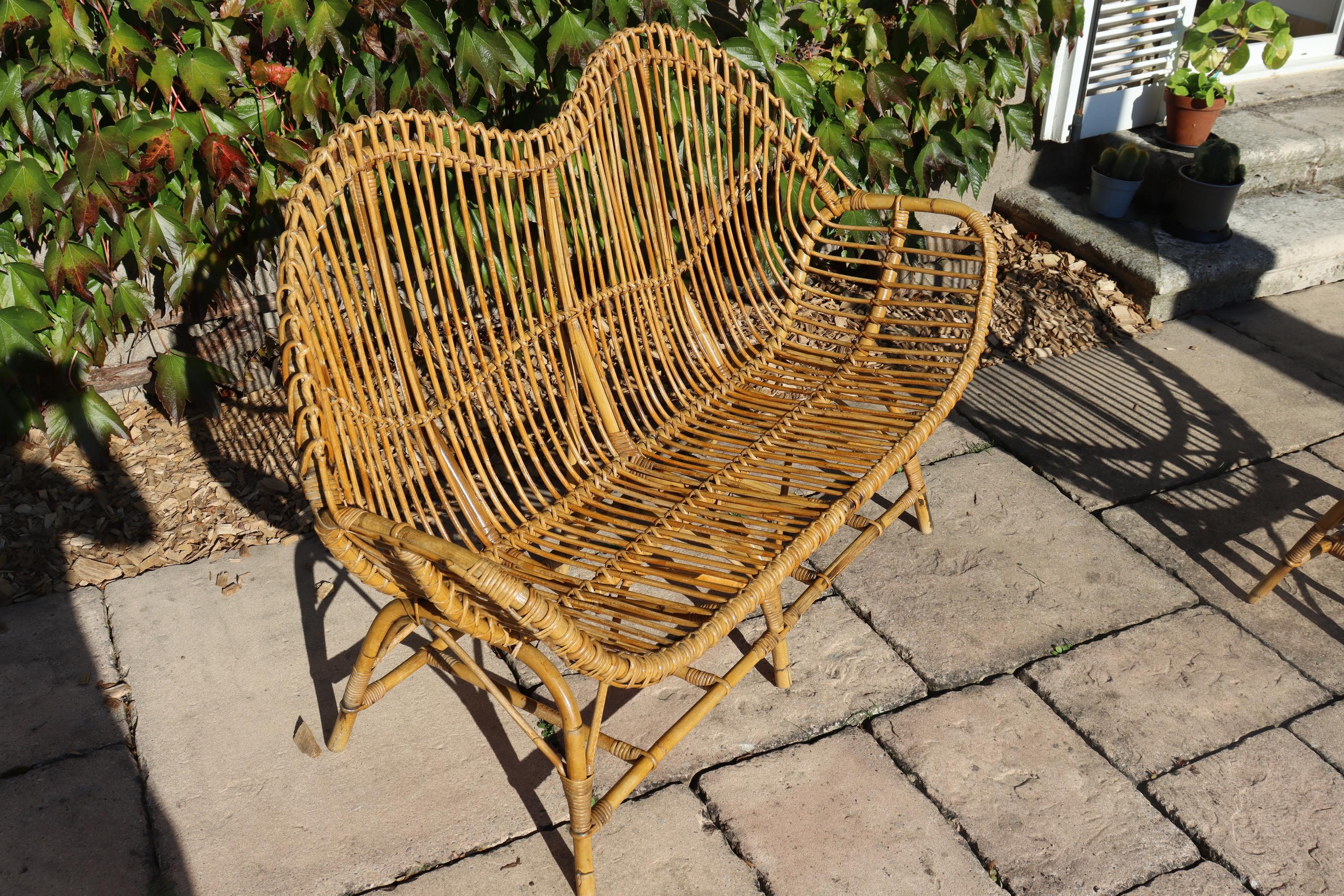 Rattan And Bamboo Lounge Set, Italy, 1960s, Attributed To Franco Albini (Italienisch) im Angebot