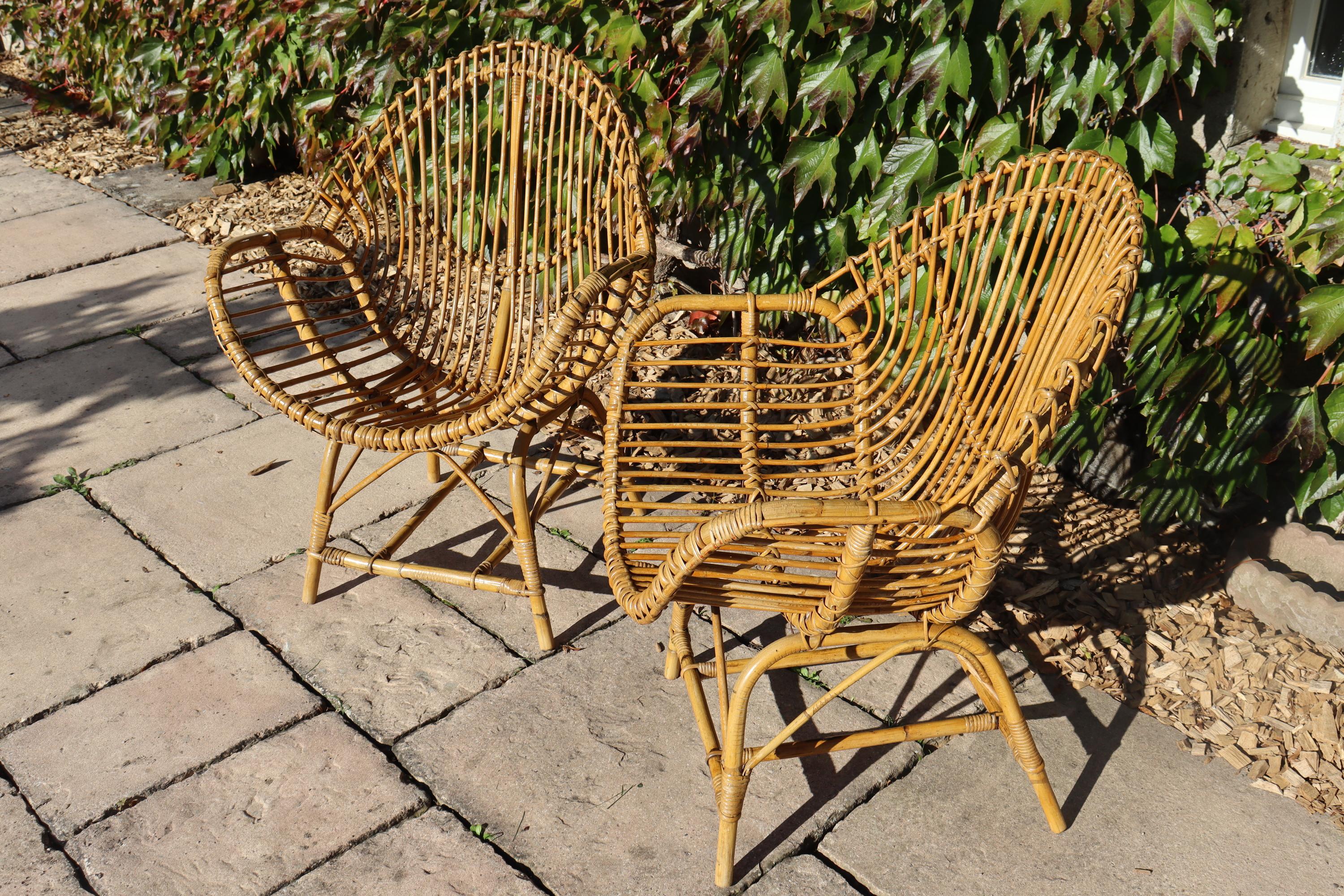 Rattan And Bamboo Lounge Set, Italy, 1960s, Attributed To Franco Albini im Angebot 2