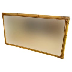 Specchio in rattan e bambù colore marrone Italia 1970