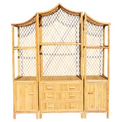 Rattan And Bamboo Pagoda Shelf Italy 1970