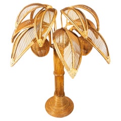 Lámpara de mesa Palmier de ratán y bambú al estilo de Mario Lopez Torres