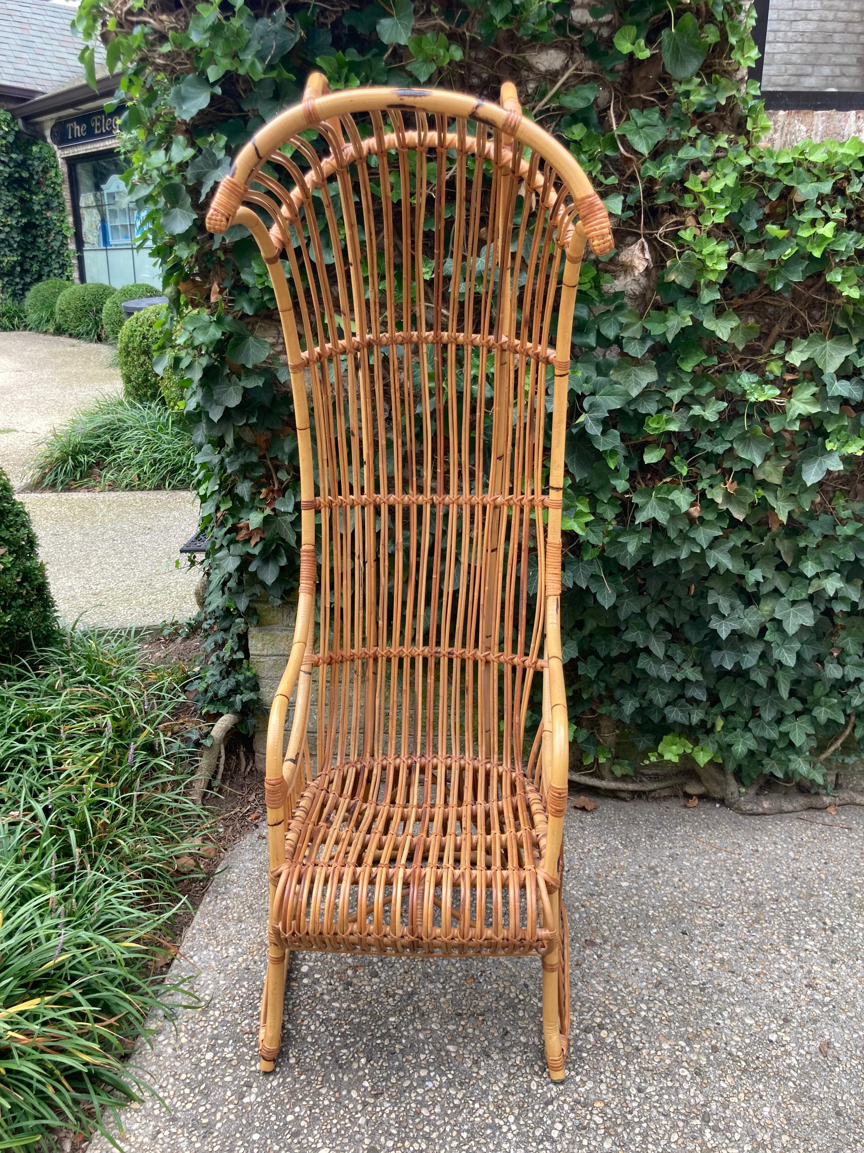 Sedia da portiere in rattan e bambù In condizioni buone in vendita a East Hampton, NY