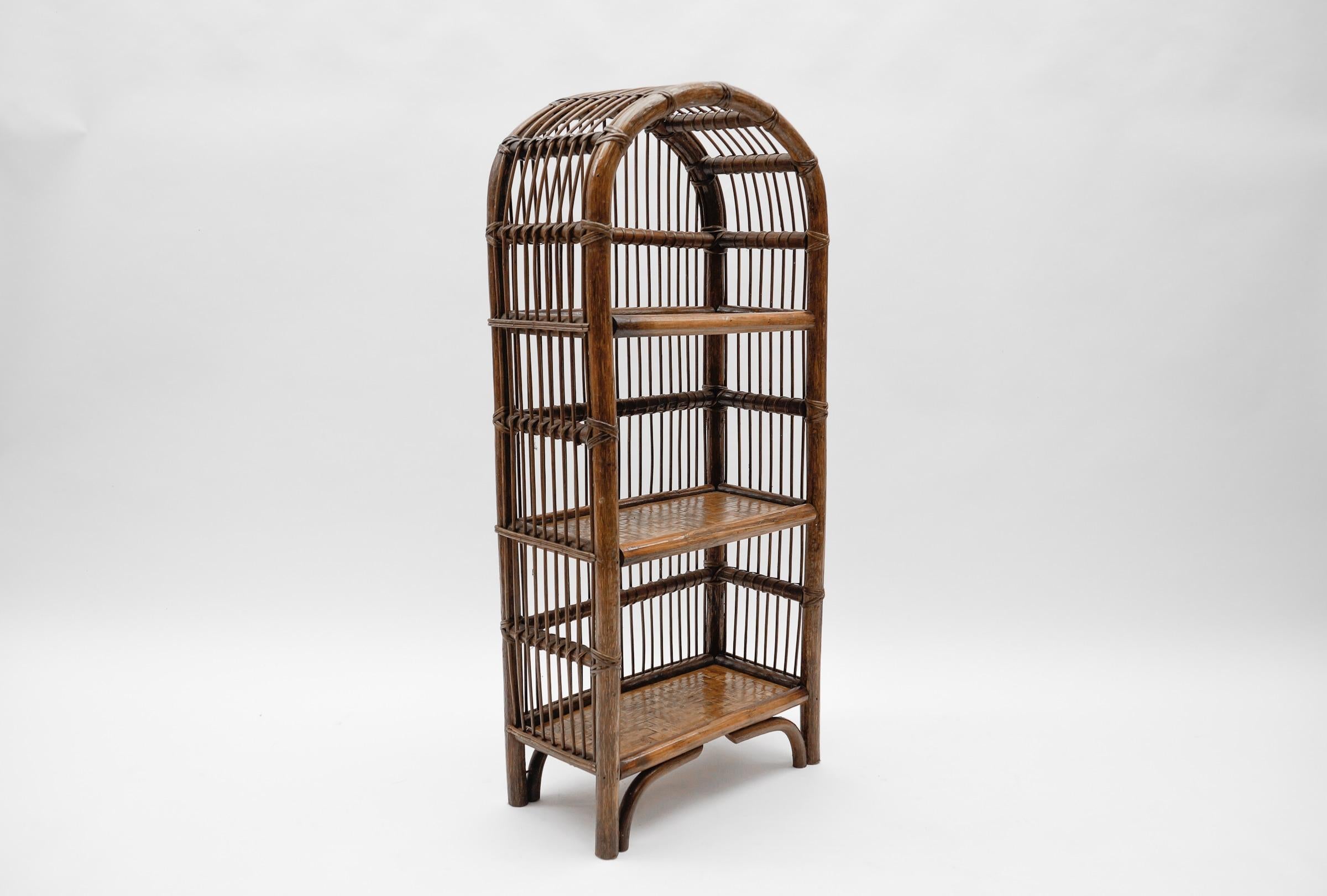 Mid-Century Modern Rattan and Bamboo Shelf, Italy 1960s For Sale