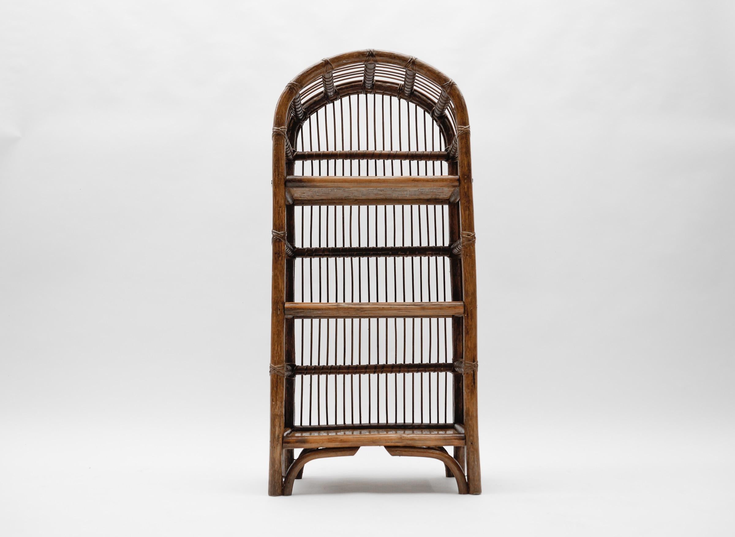 Italian Rattan and Bamboo Shelf, Italy 1960s For Sale