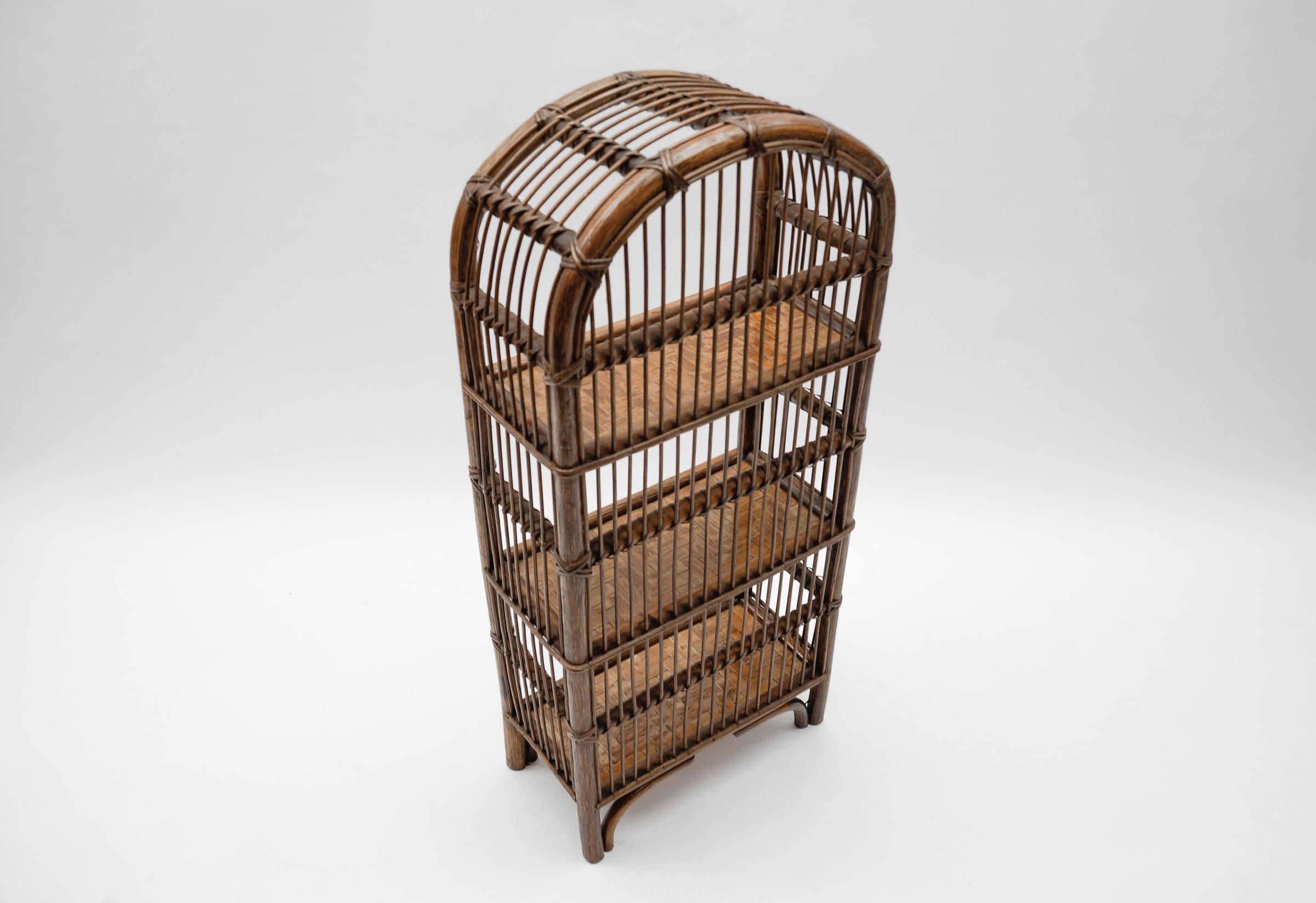 Rattan and Bamboo Shelf, Italy 1960s For Sale 1