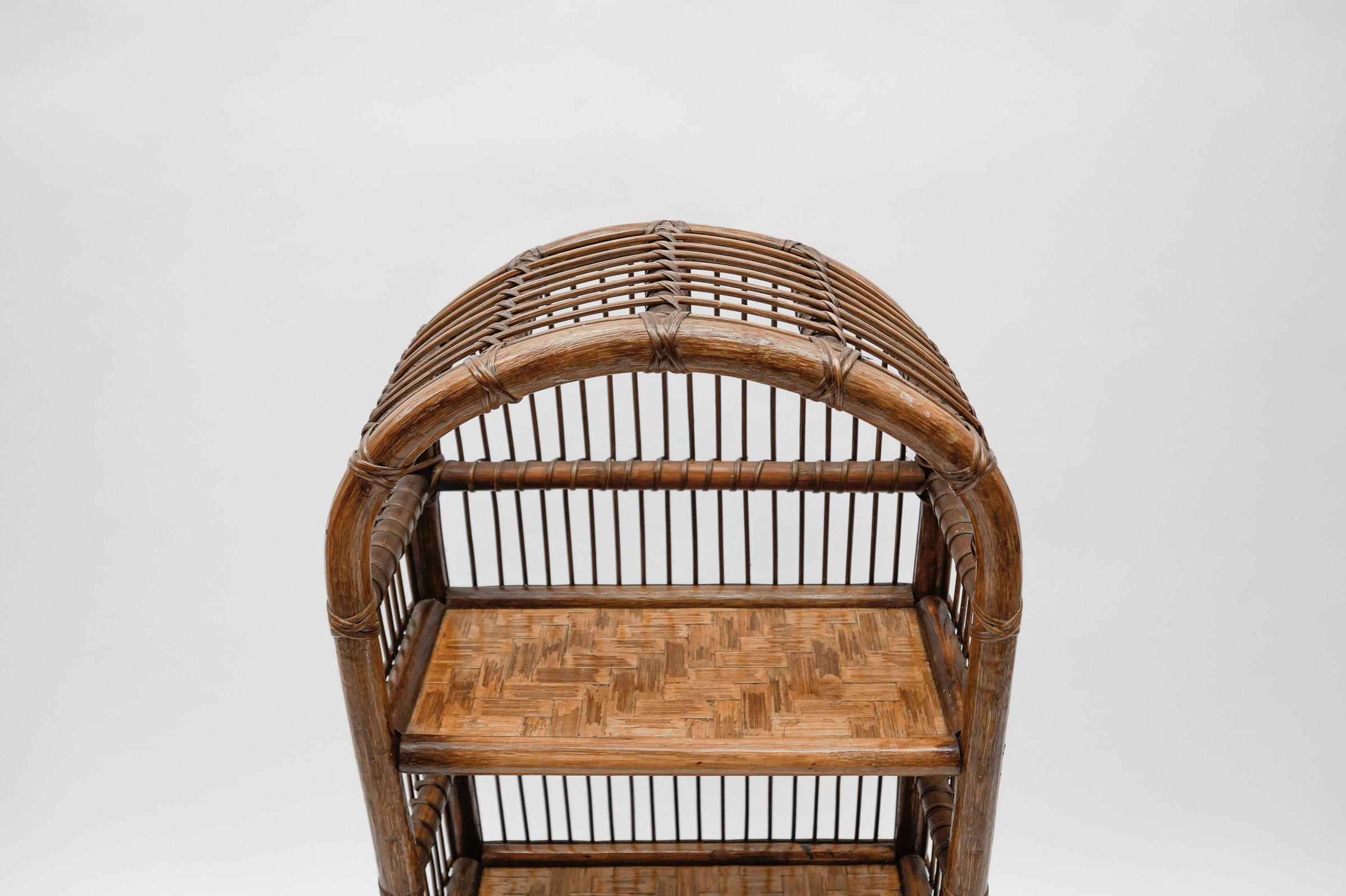 Rattan and Bamboo Shelf, Italy 1960s For Sale 2