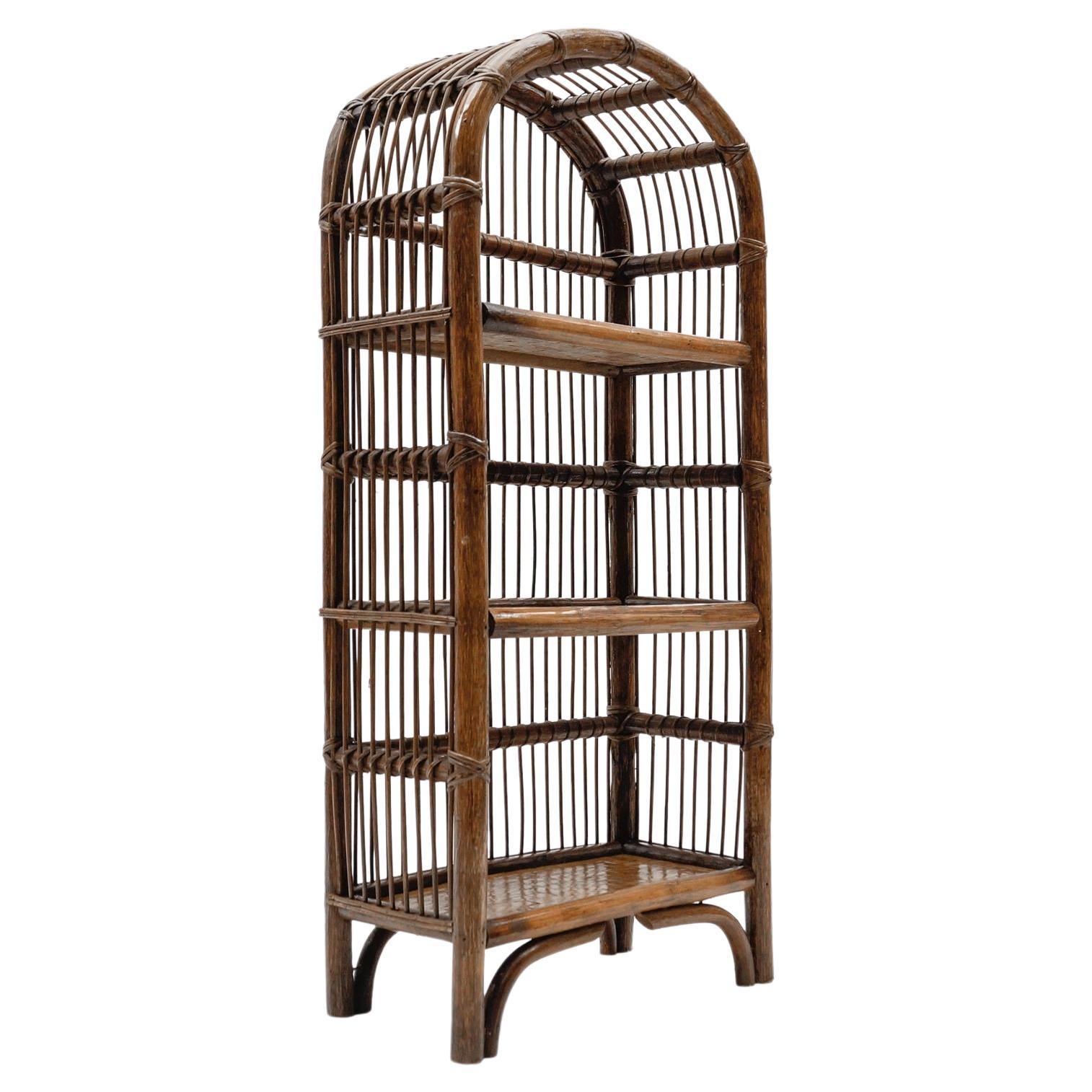 Rattan and Bamboo Shelf, Italy 1960s For Sale