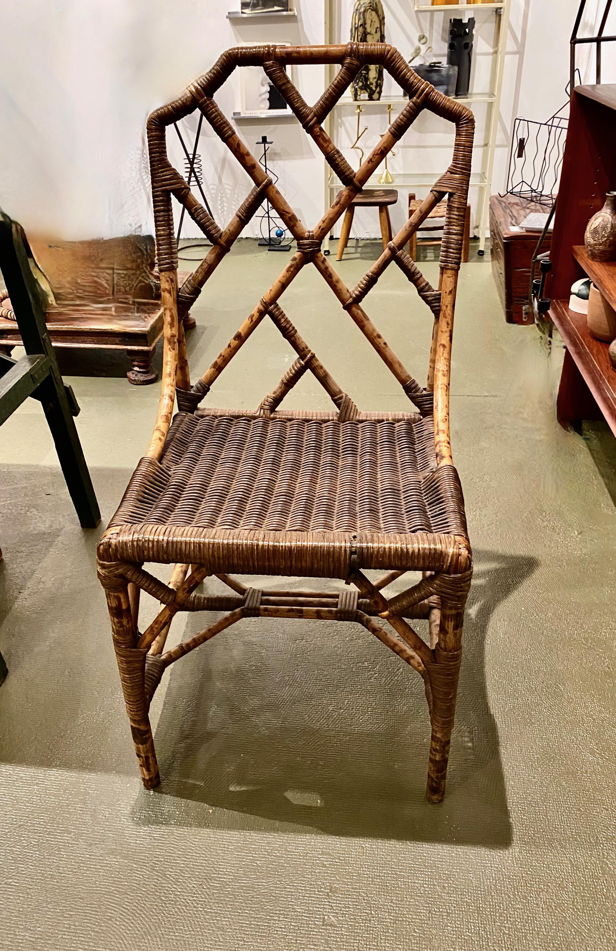 English Wicker and Bamboo Side Chairs, c. 1930-1940