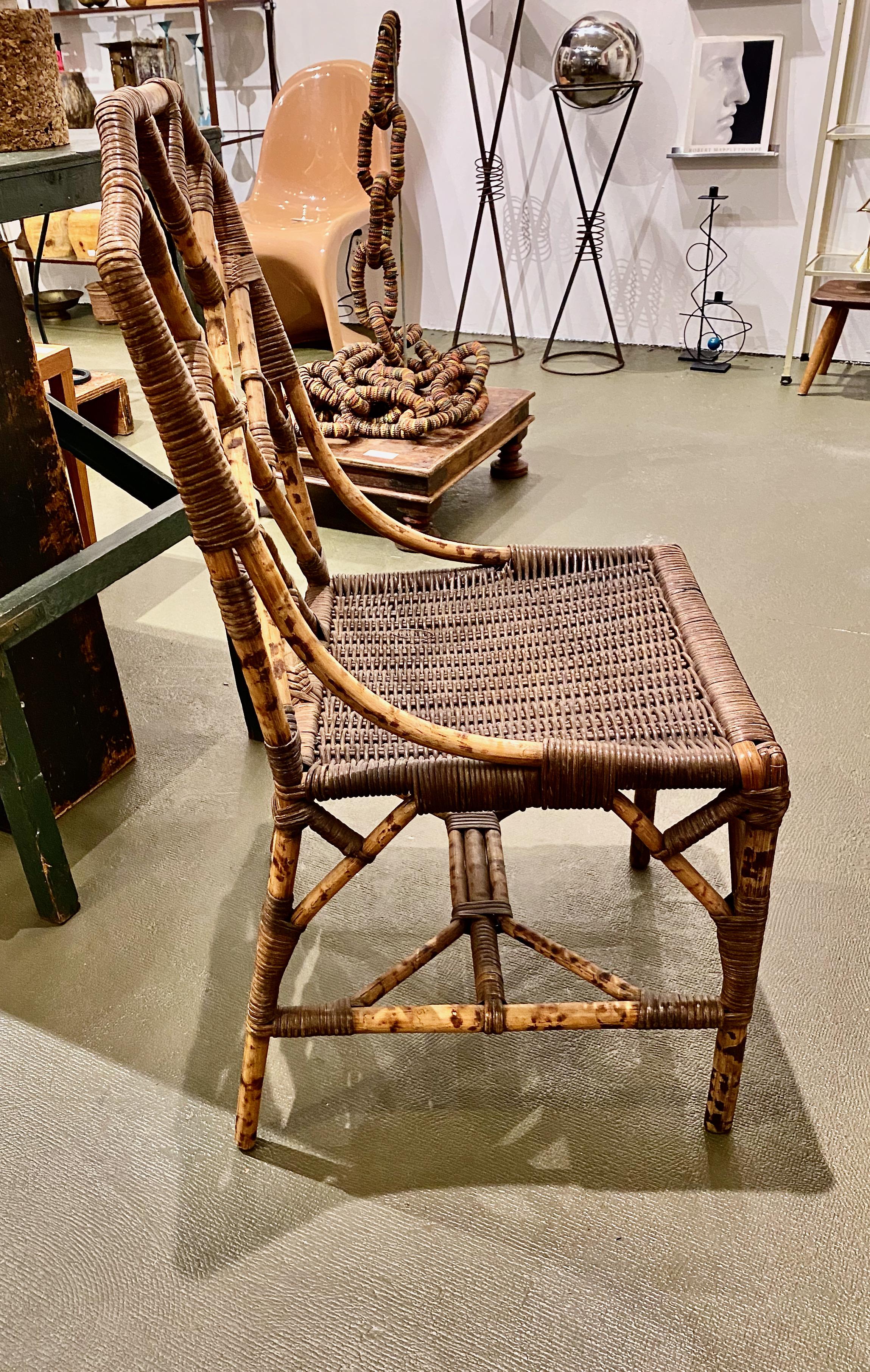 20th Century Wicker and Bamboo Side Chairs, c. 1930-1940