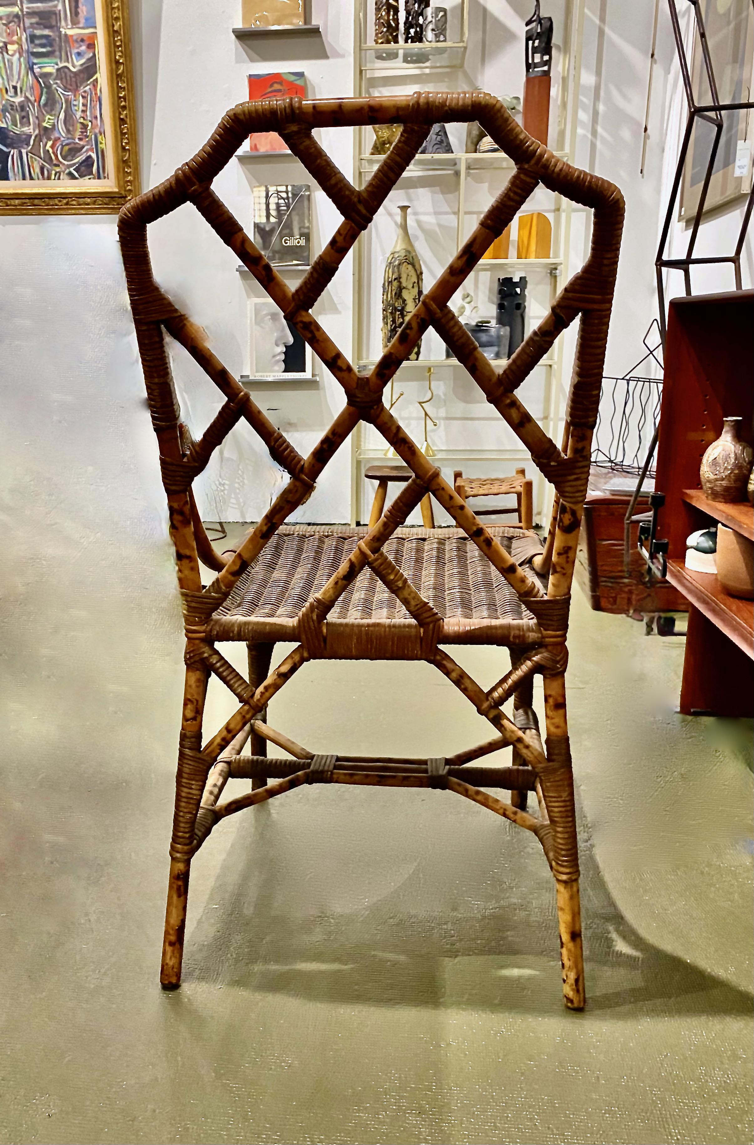 Wicker and Bamboo Side Chairs, c. 1930-1940 1