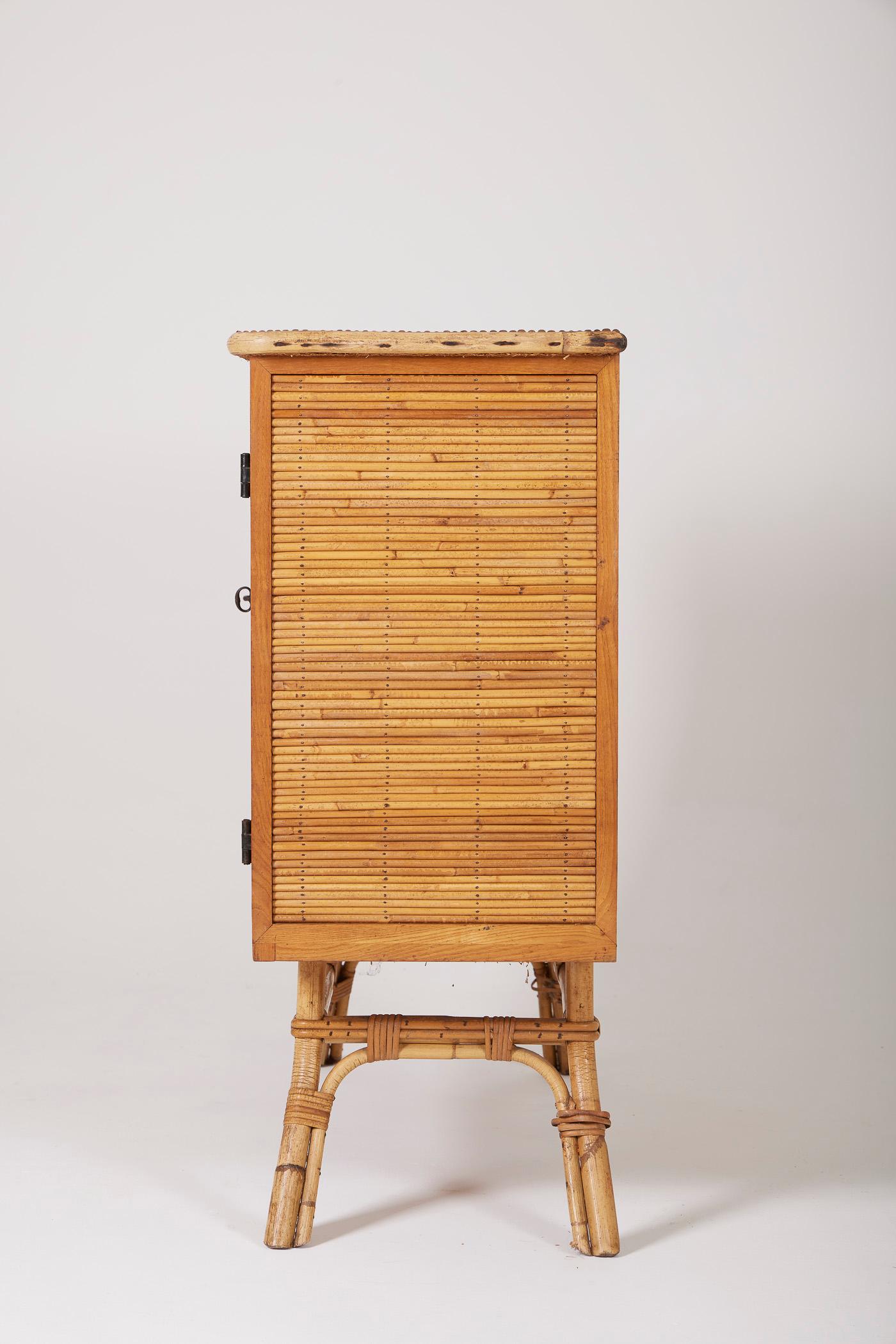 Brutalist Rattan and bamboo sideboard