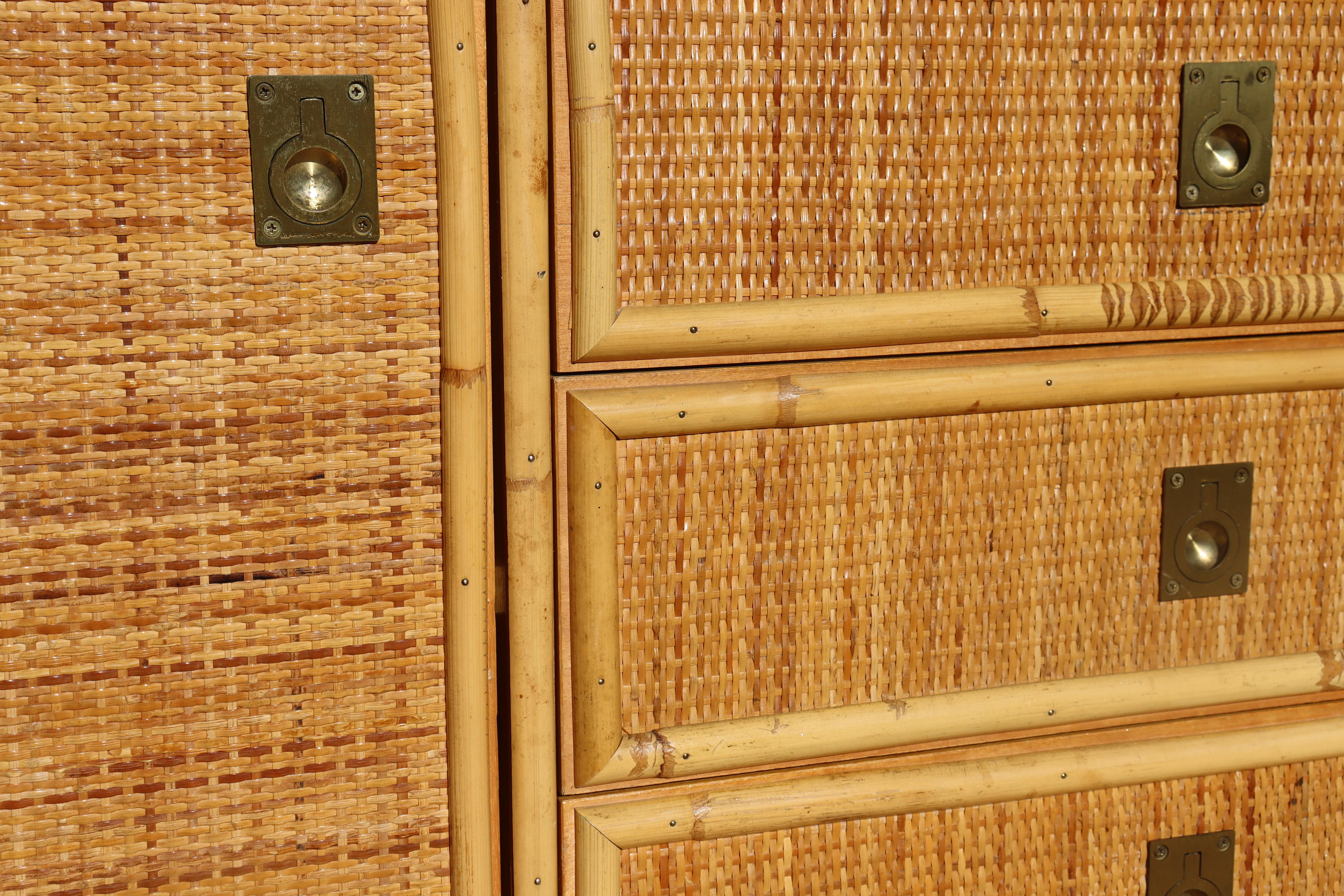 Rattan And Bamboo Sideboard Signed By Dal Vera Italy 1960 im Angebot 3
