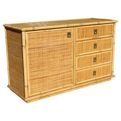 Rattan And Bamboo Sideboard Signed By Dal Vera Italy 1960