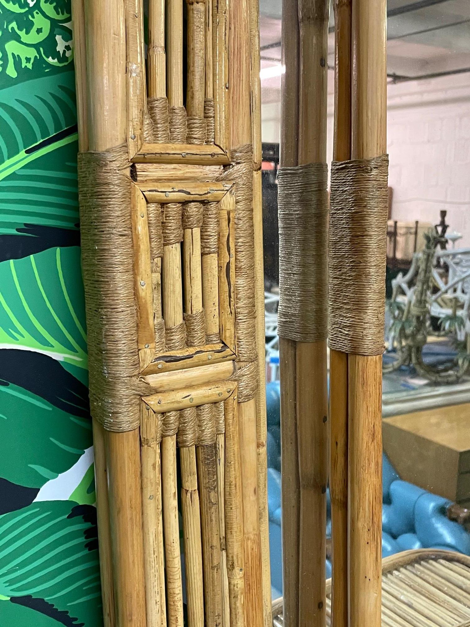 Late 20th Century Rattan and Bamboo Wall Mirror Shelf