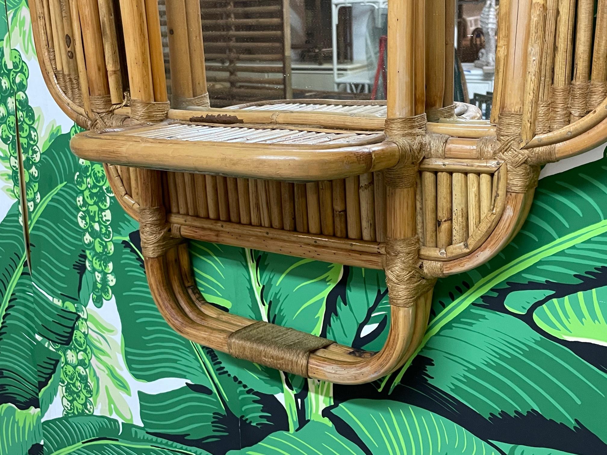 Rattan and Bamboo Wall Mirror Shelf 1