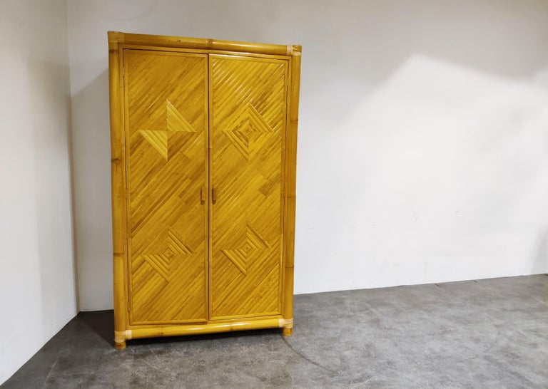 Rattan and Bamboo Wardrobe, 1960s at 1stDibs