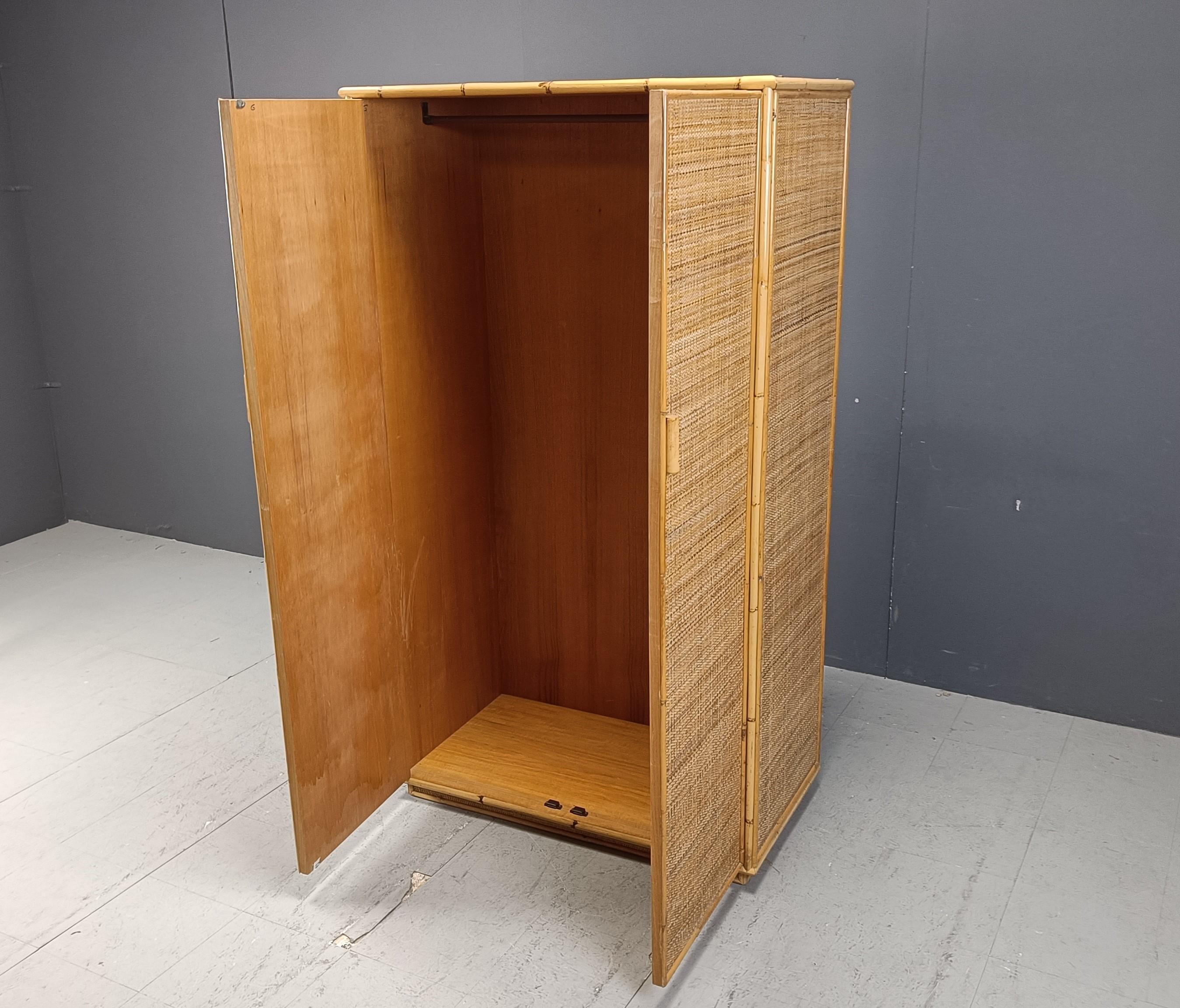 Rattan and bamboo wardrobe, 1970s 3