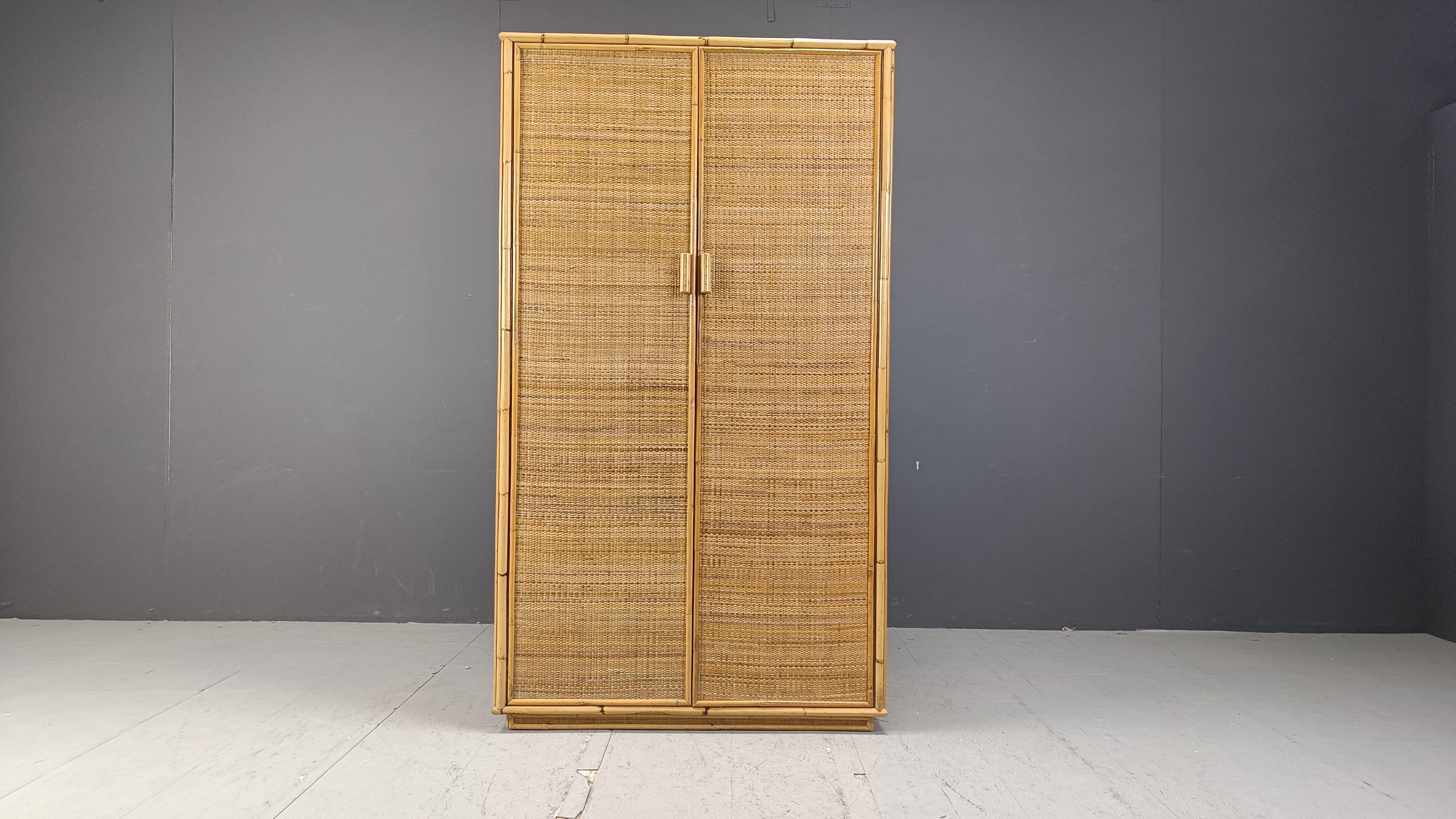 Rattan and bamboo wardrobe, 1970s In Good Condition In Leuven, Vlaams Gewest