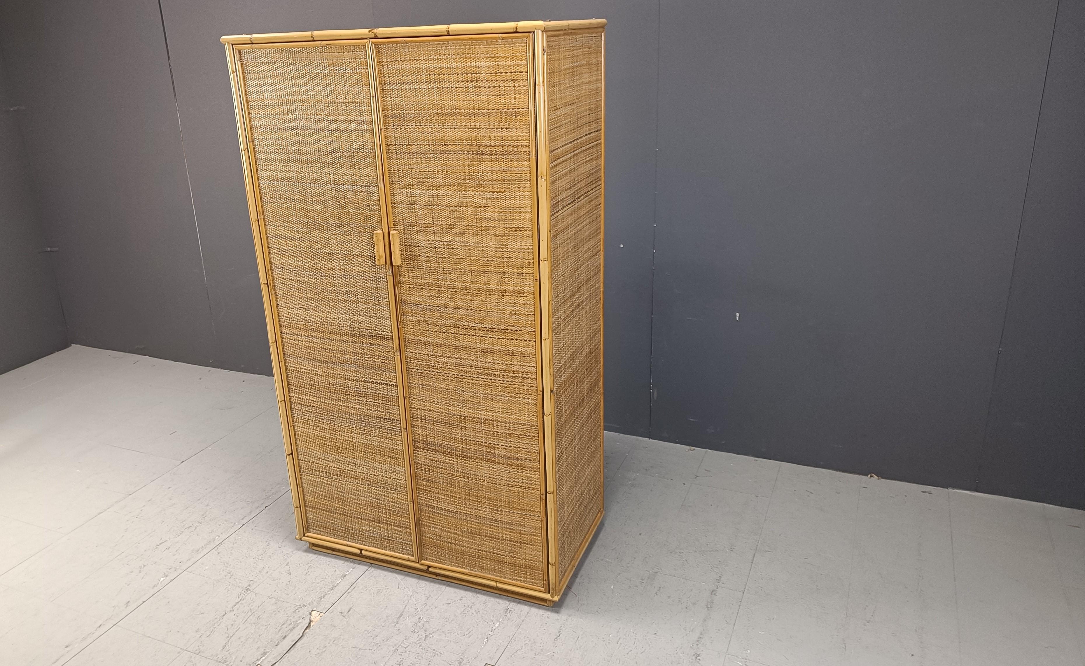 Late 20th Century Rattan and bamboo wardrobe, 1970s