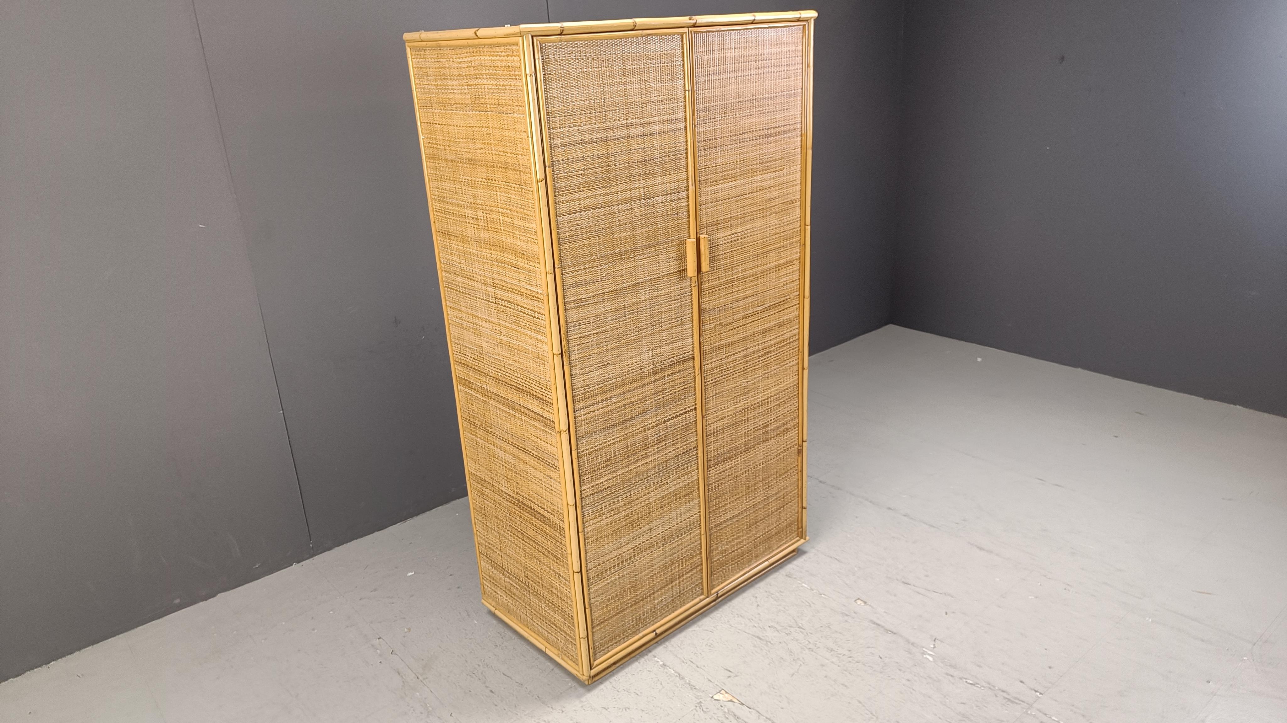 Bamboo Rattan and bamboo wardrobe, 1970s