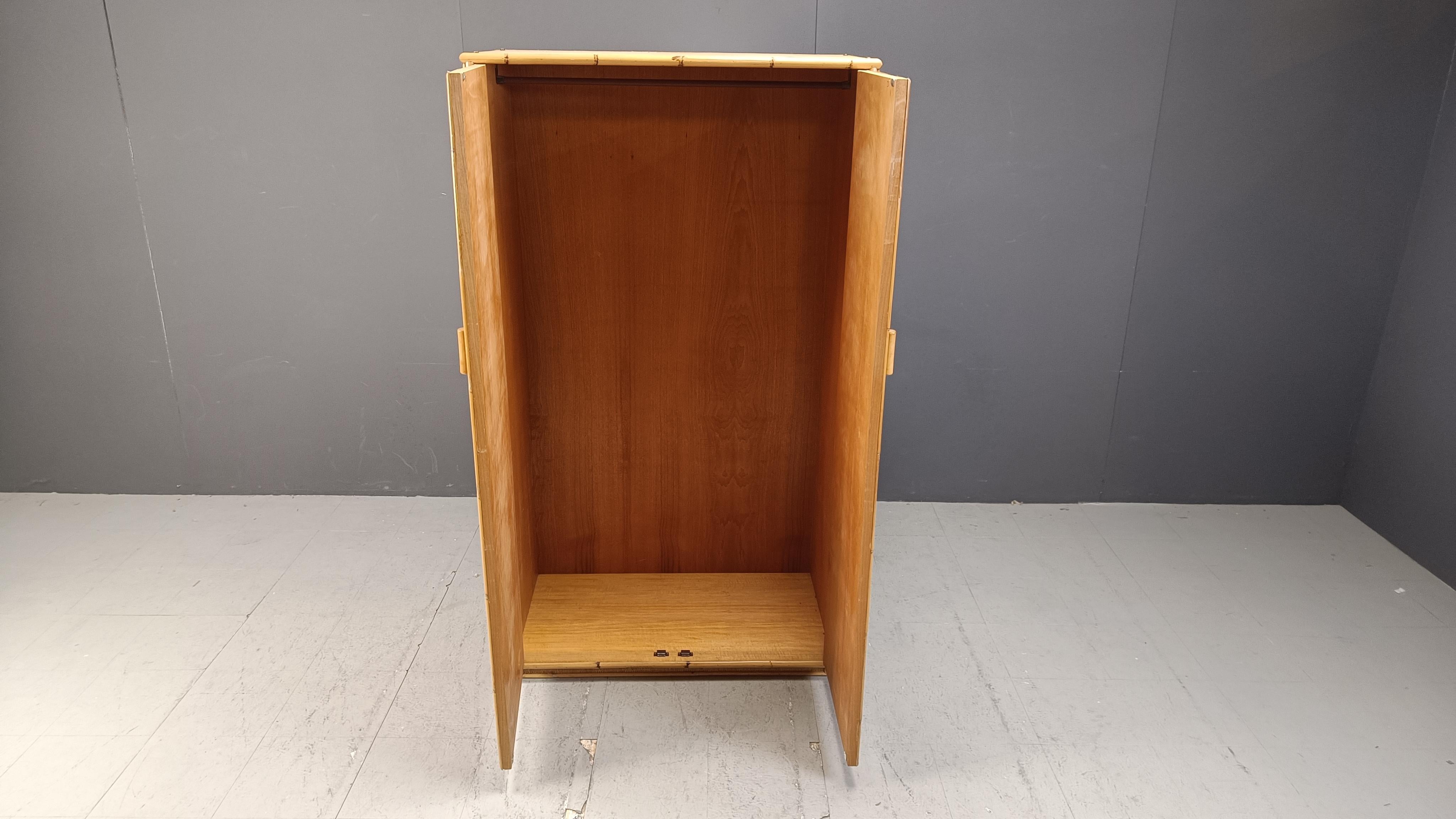 Rattan and bamboo wardrobe, 1970s 1