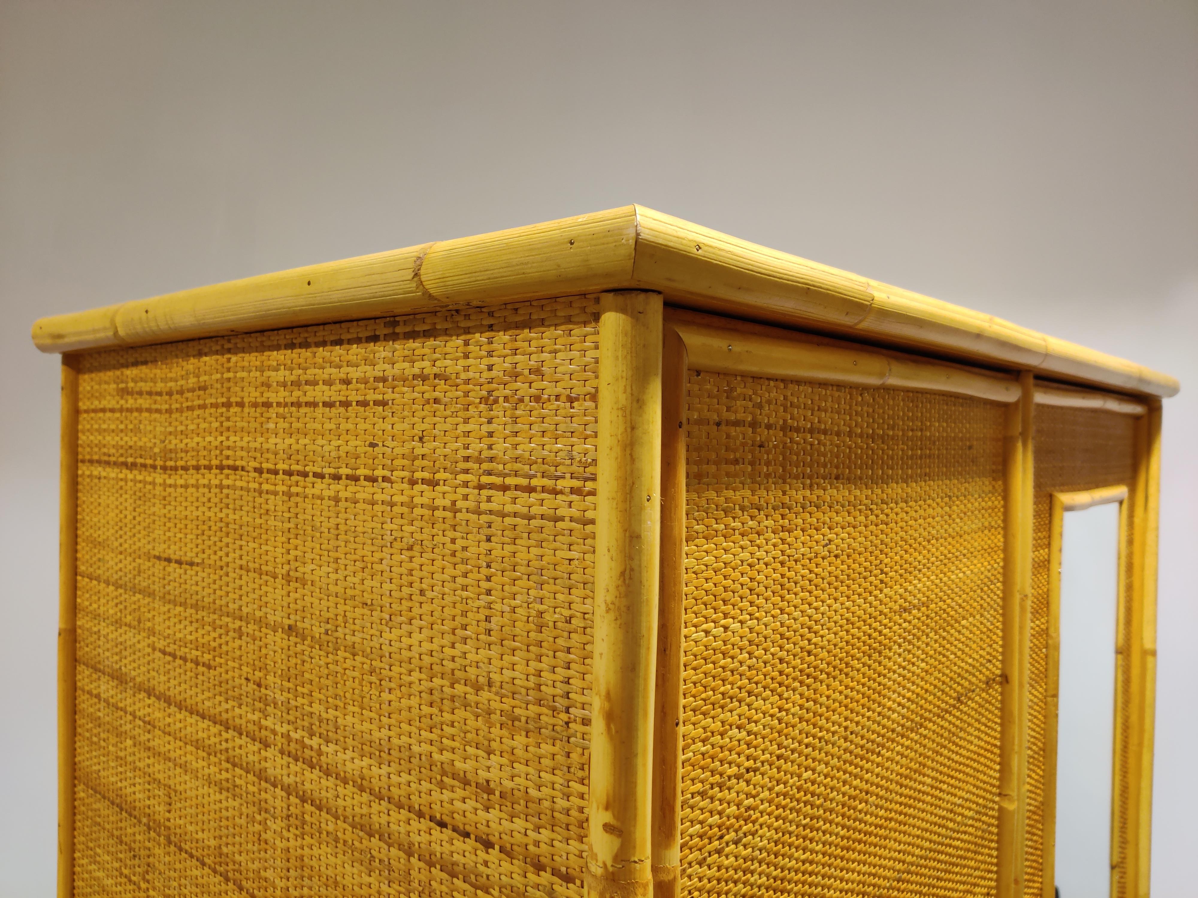 Brass Rattan and Bamboo Wardrobe by Dal Vera, 1960s