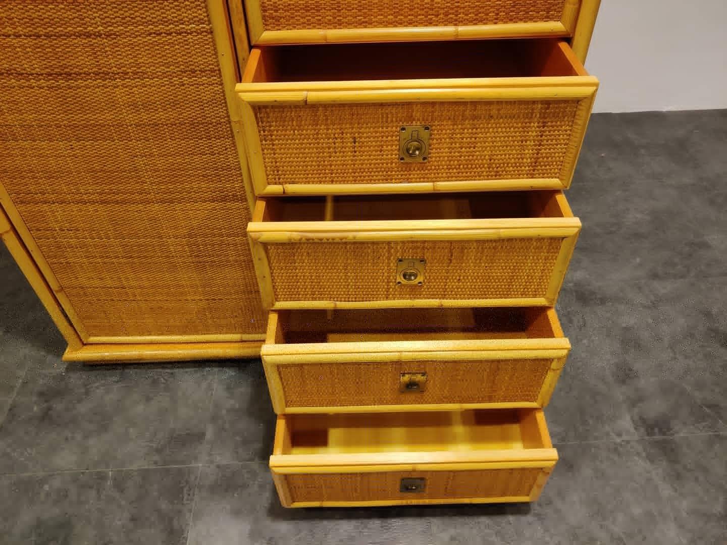 Rattan and Bamboo Wardrobe by Dal Vera, 1960s 2