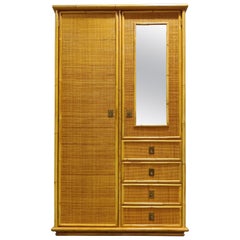 Vintage Rattan and Bamboo Wardrobe by Dal Vera, 1960s