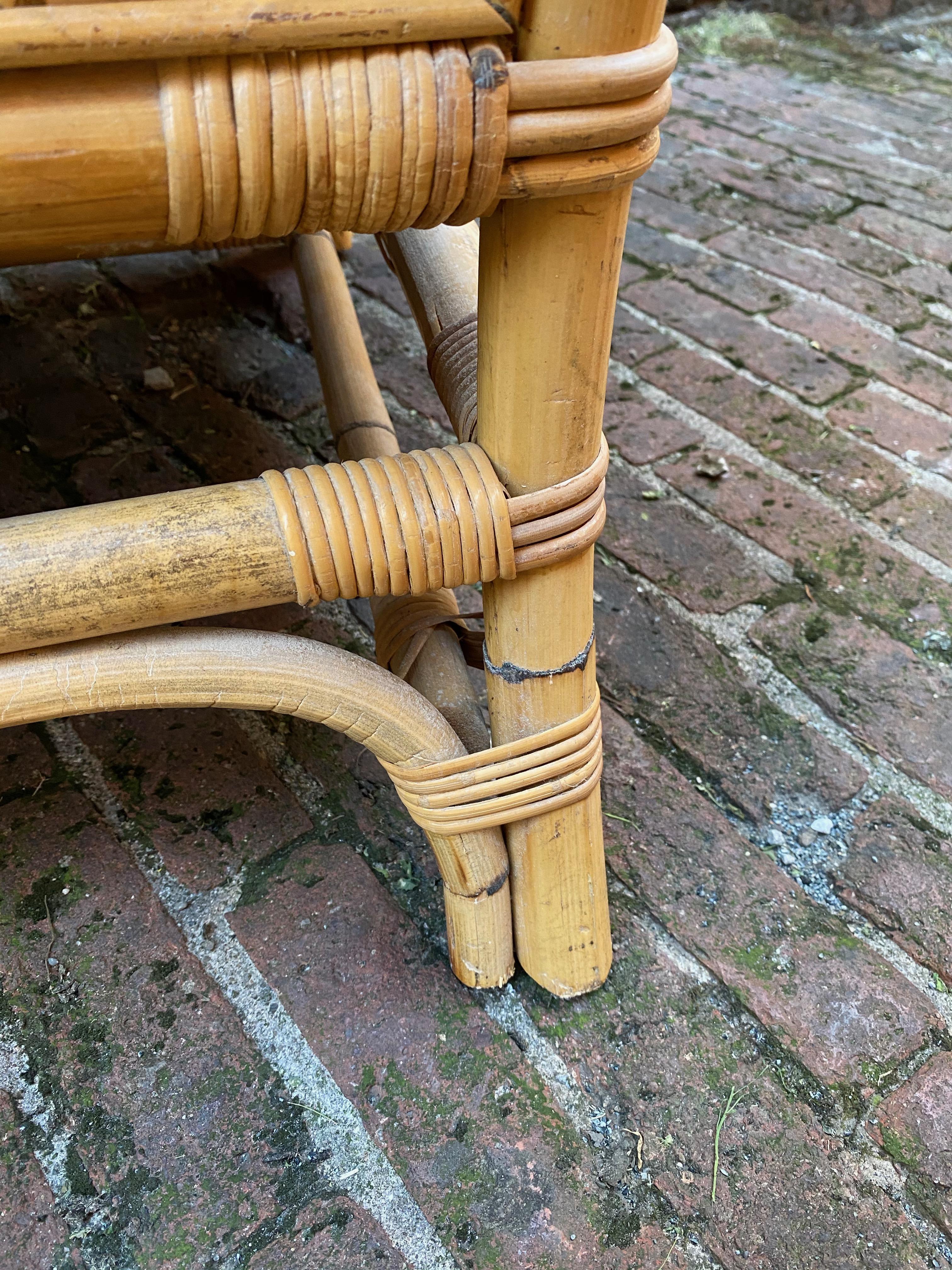 Rattan and Bamboo Wing Back Chair 1