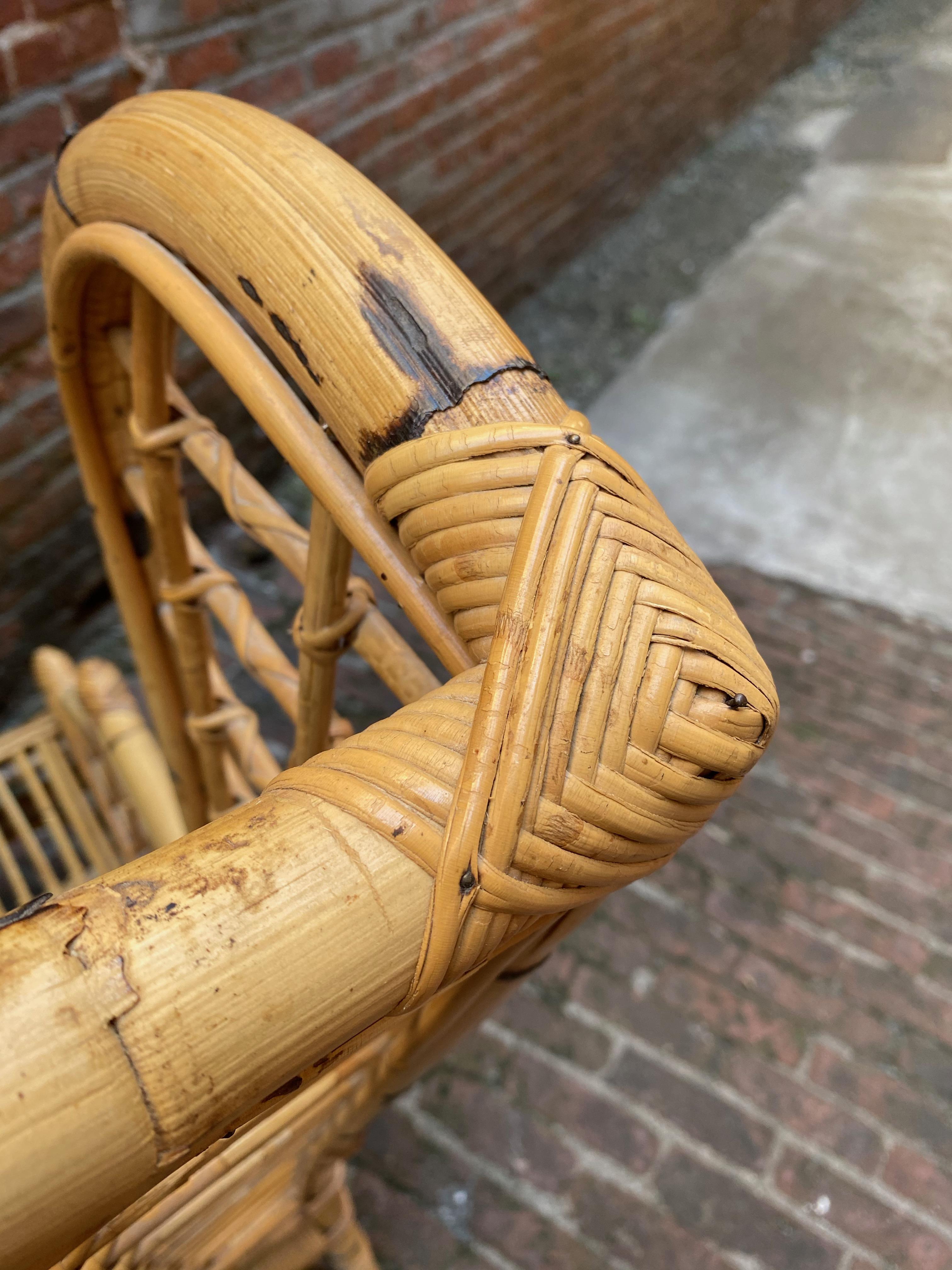 Rattan and Bamboo Wing Back Chair 2