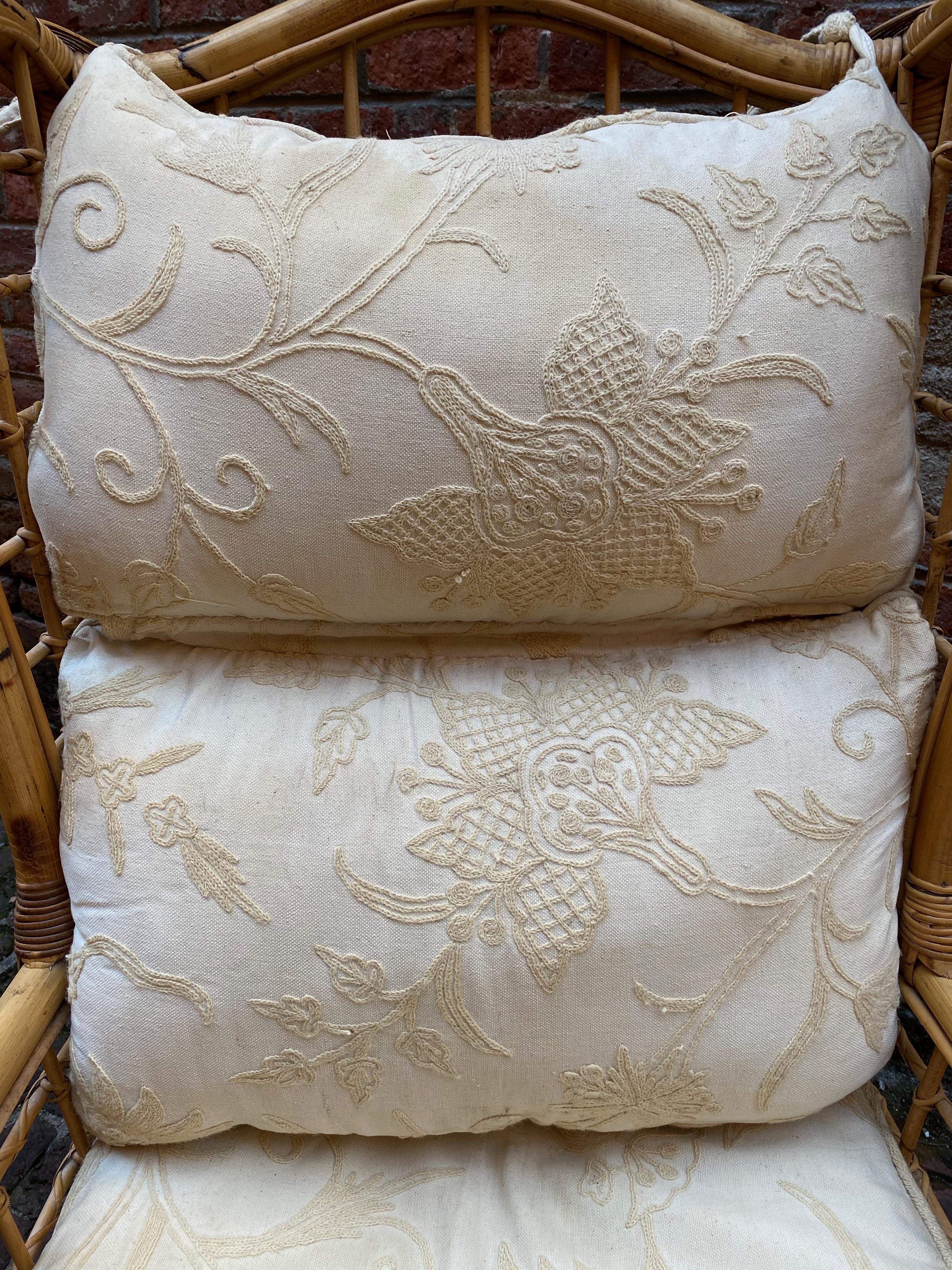 Rattan and Bamboo Wing Back Chair 4