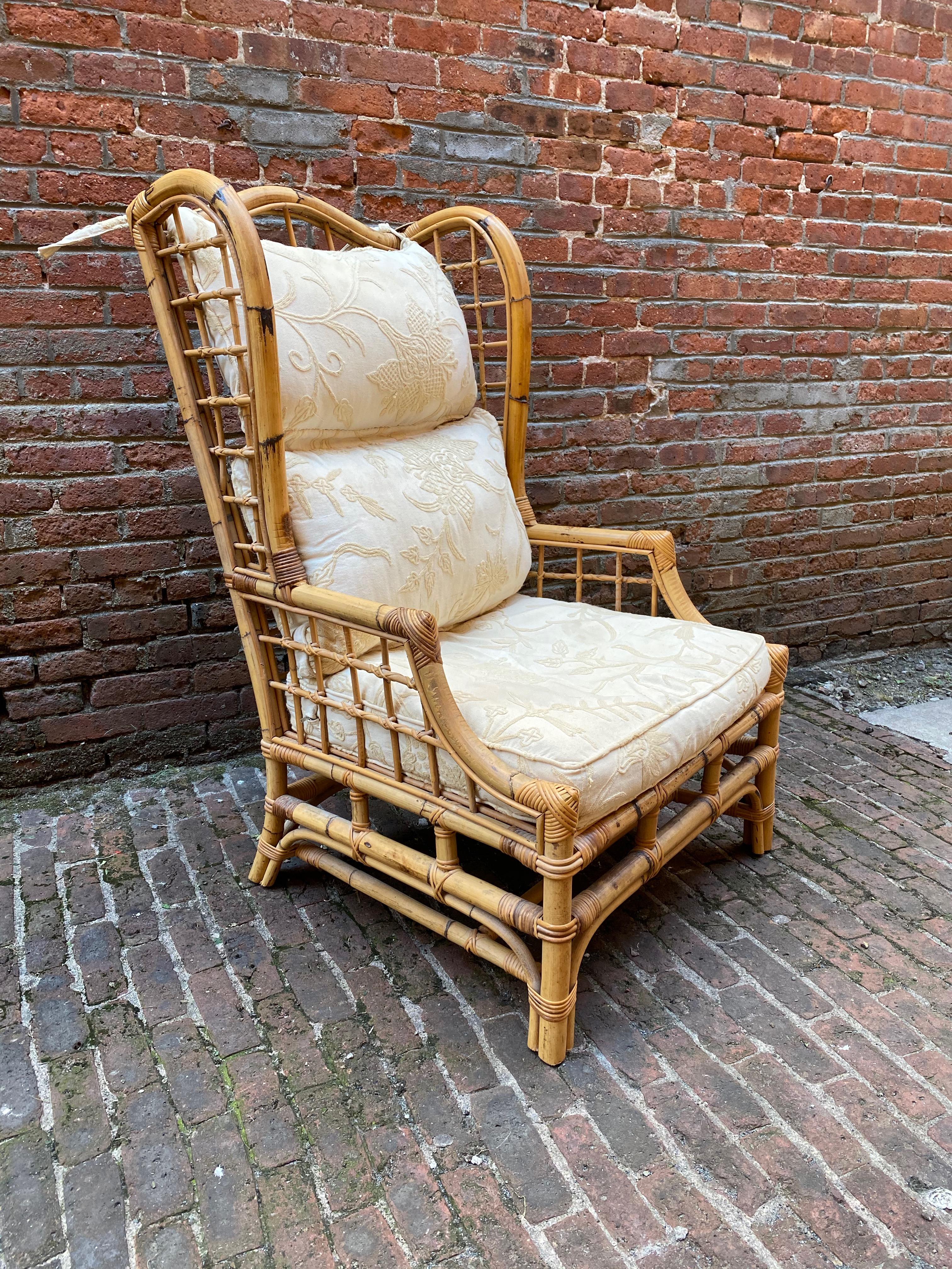 rattan wingback chair
