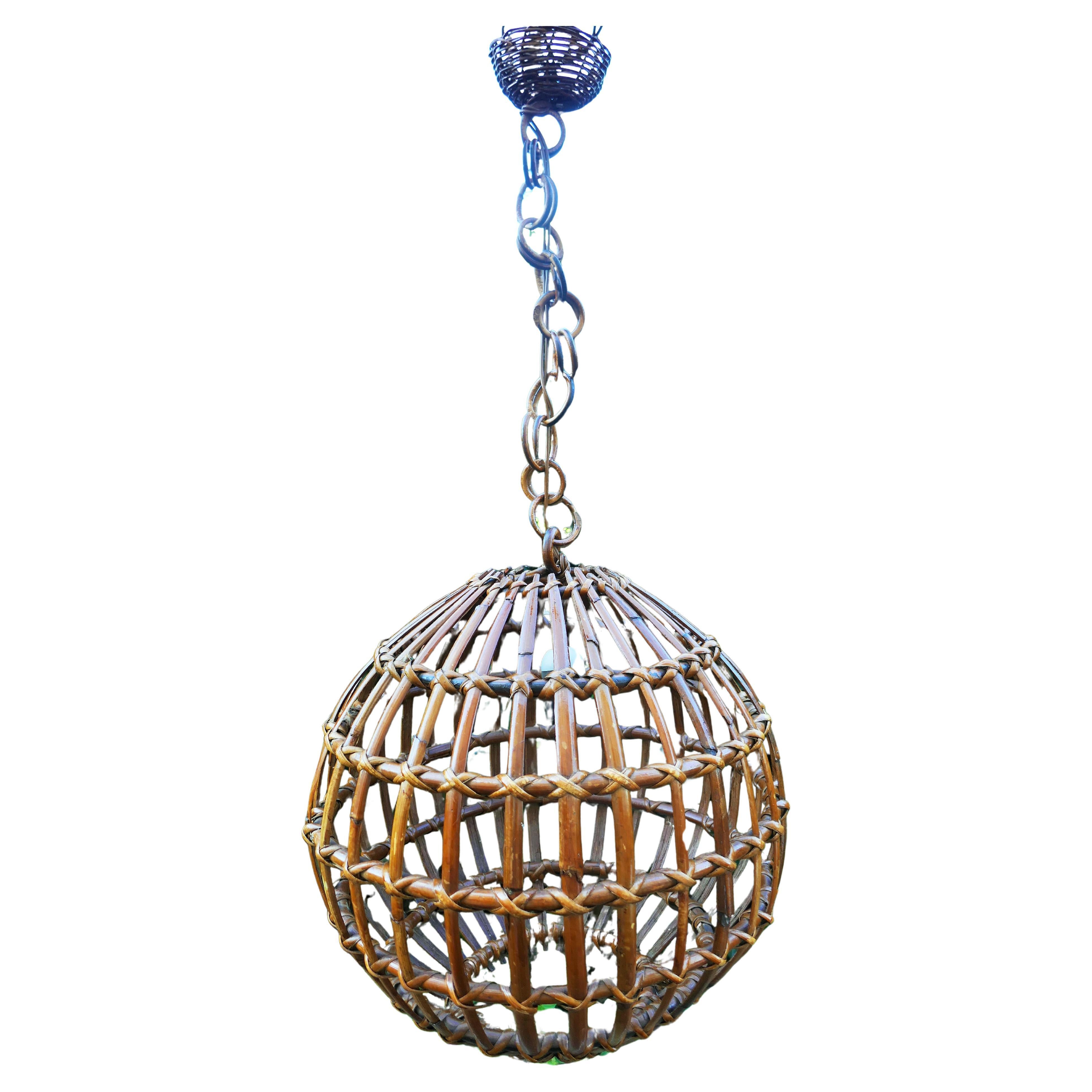 Bambù Rattan and bambù pendant / lantern lamp in vendita