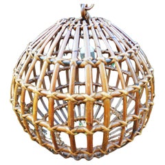 Rattan and bamboo pendant / lantern lamp