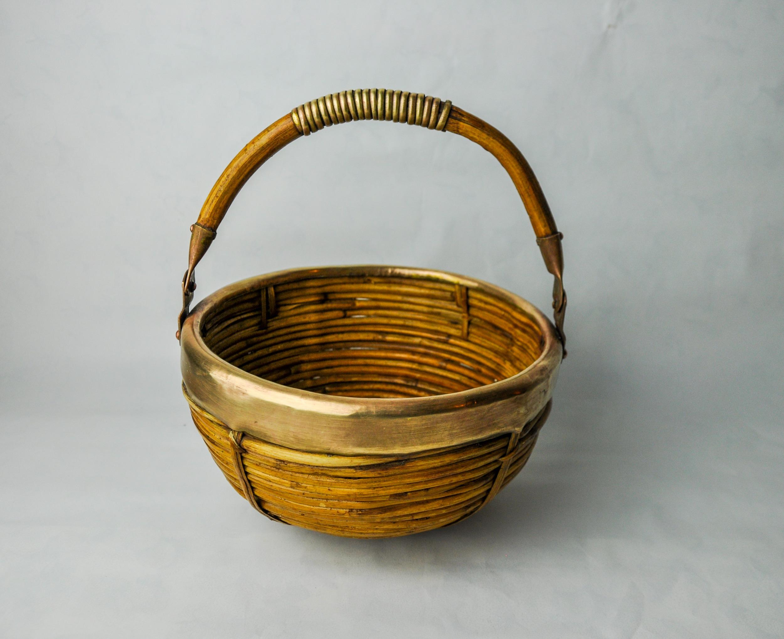 vintage brass basket with handle
