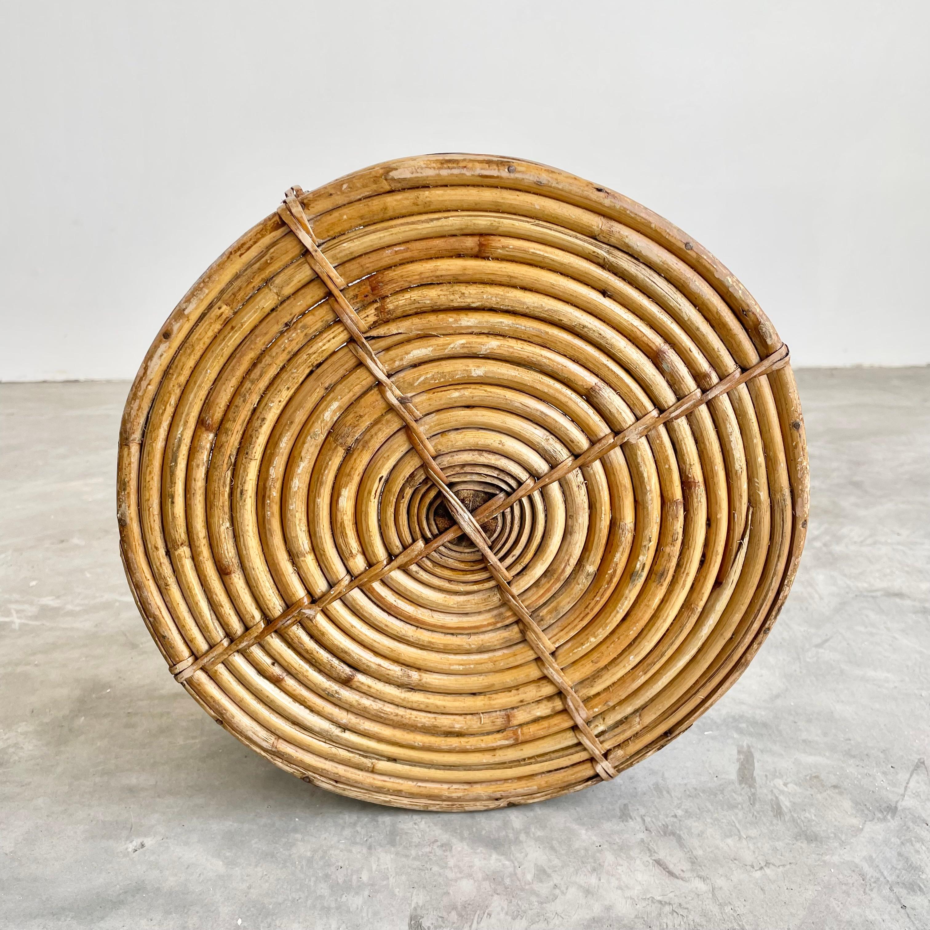 Rattan and Brass Bowl in the Style of Gabriella Crespi, 1960s Italy For Sale 1